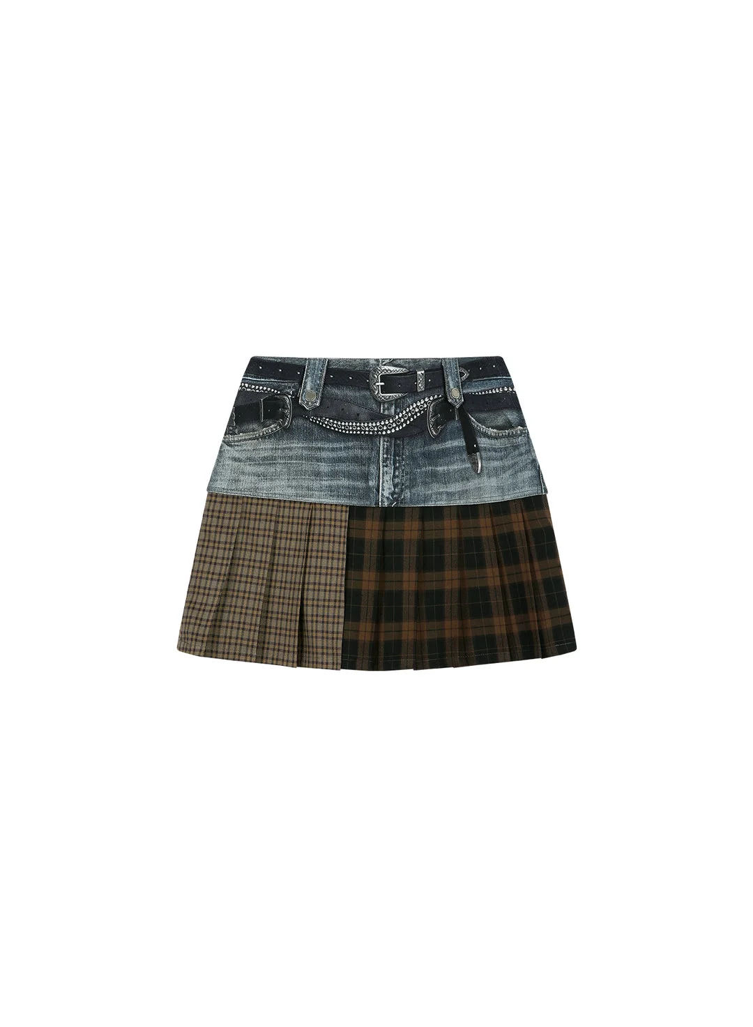 Double Belt Printed Mini Skirt - 1