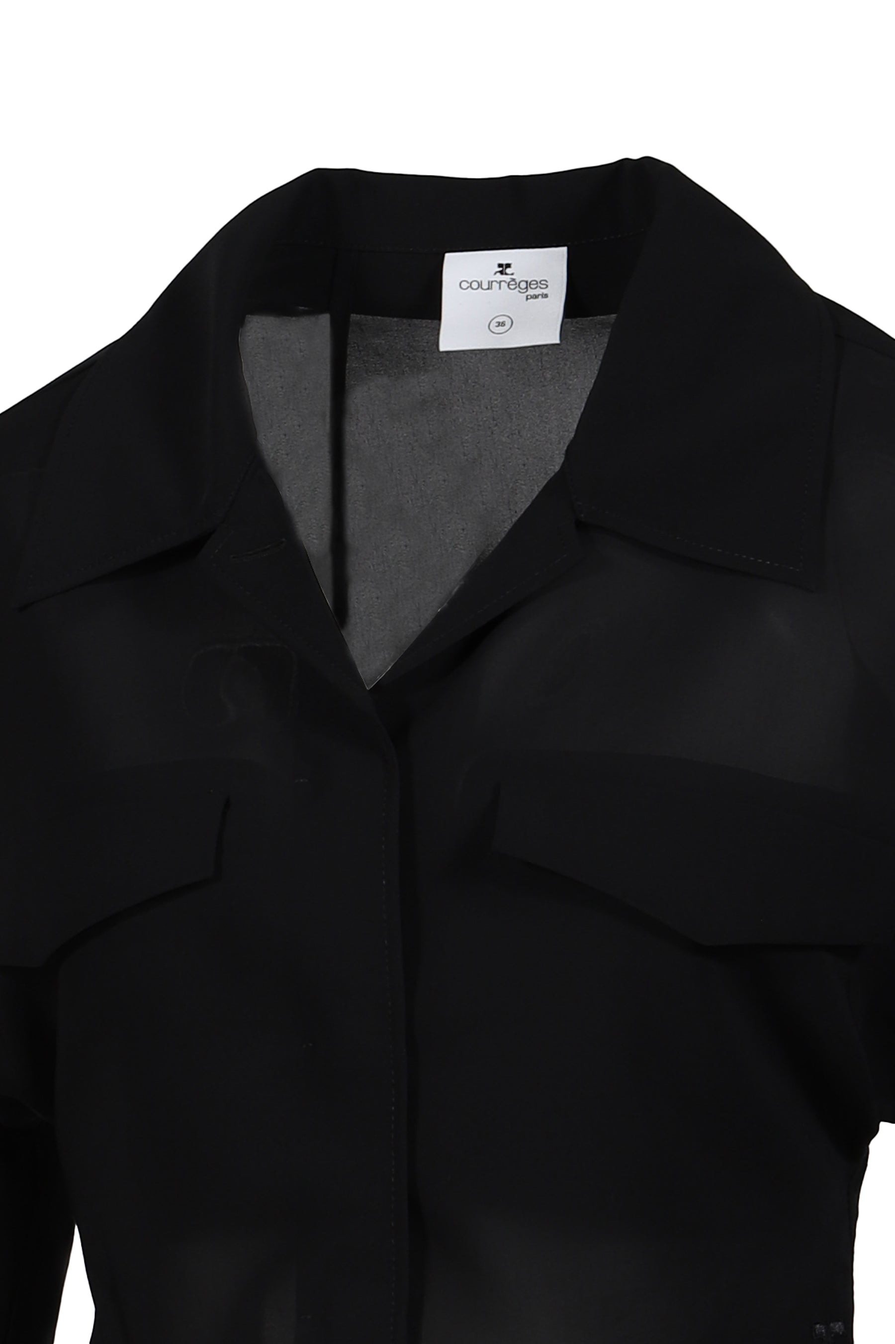2-POCKET COTTON CROP SHIRT / BLK - 8