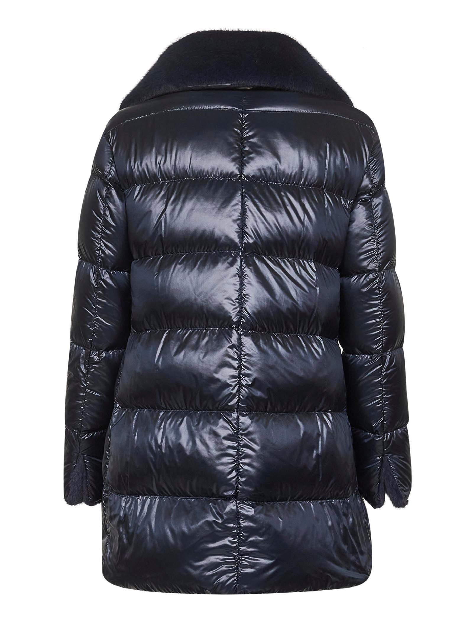 Blue Ultralight Nylon and lady alternative fur A-Shape - 2