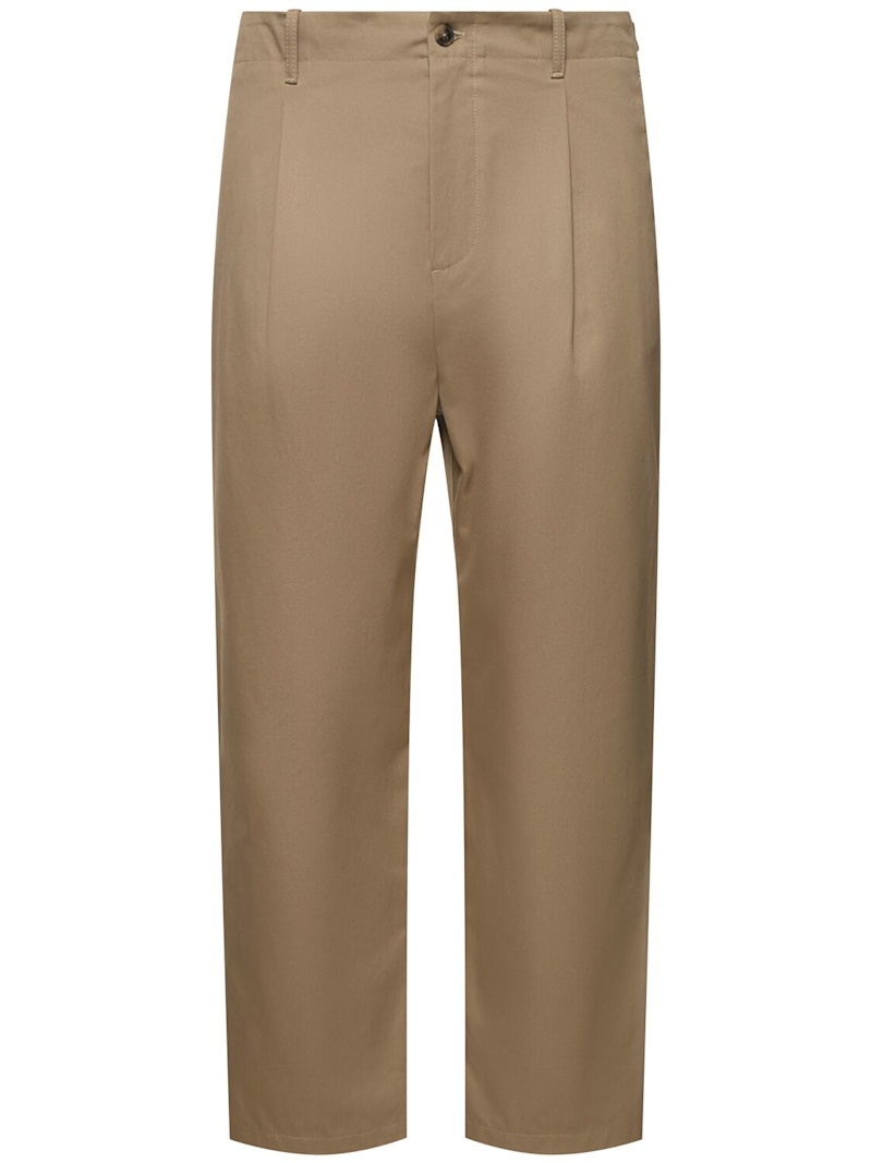 Pleated cotton gabardine pants - 1