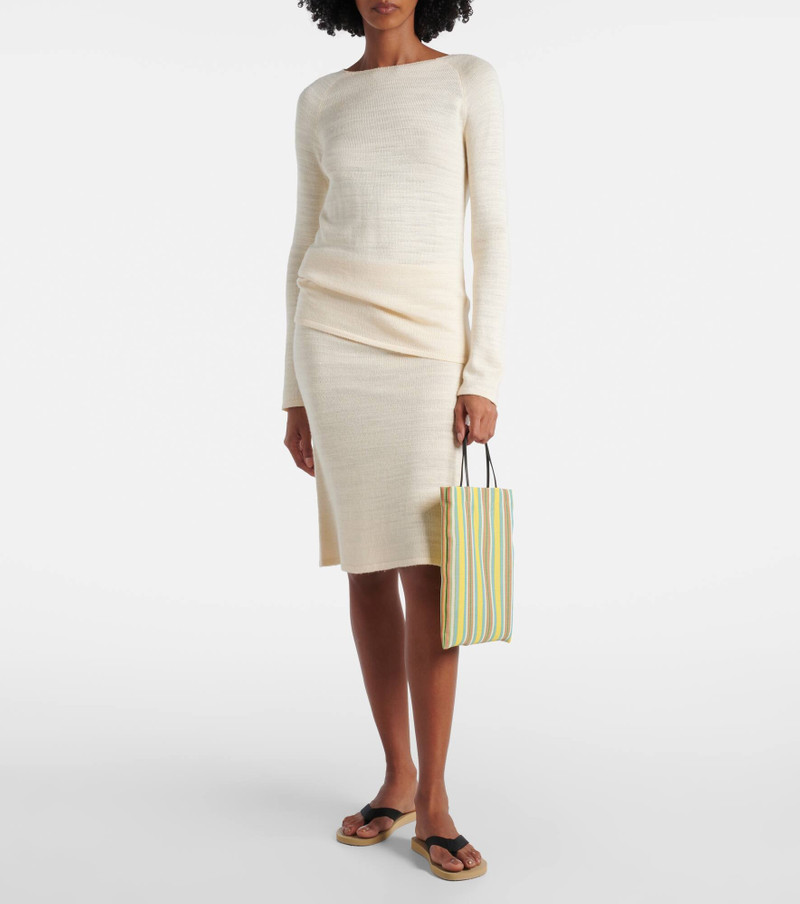The Row Barn Mini striped mesh tote bag outlook