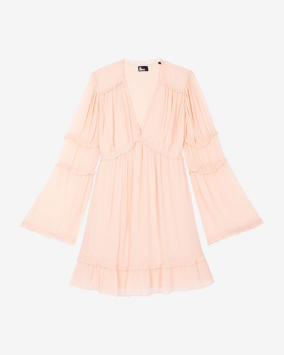 SHORT RUFFLED PEACH DRESS - 1