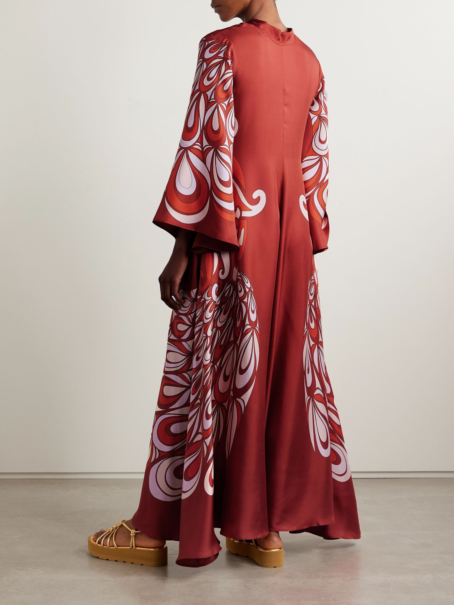 Icon Magnifico printed silk-twill maxi dress Red - 3