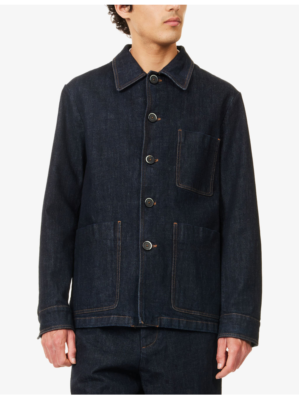 Patch-Pocket Long-Sleeve Denim Overshirt - 3