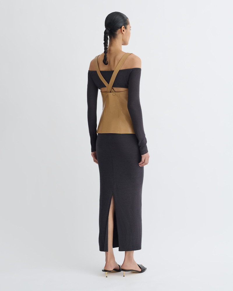 Nanushka Wool Jersey and Okobor™ Alt-Leather Top outlook