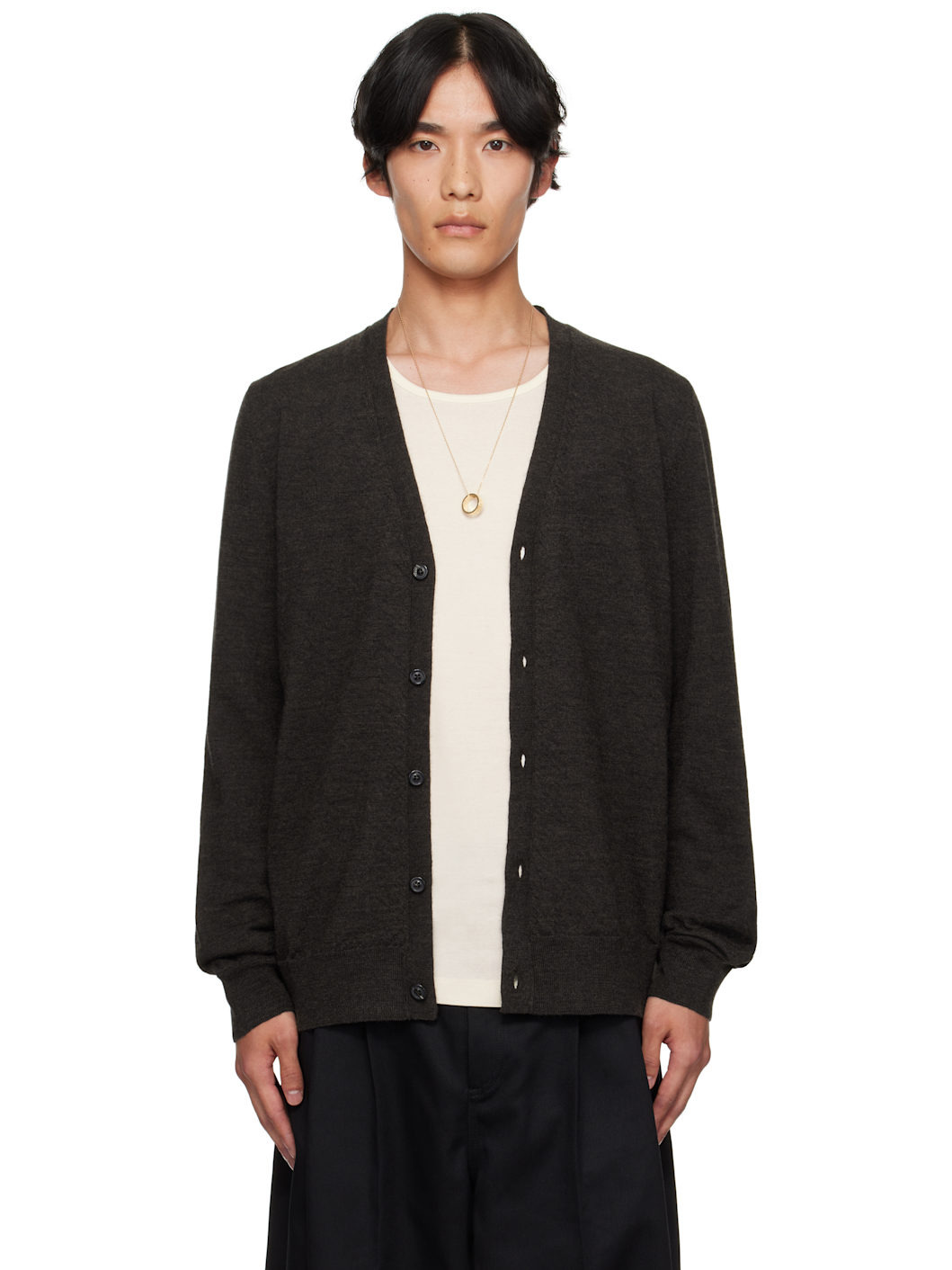 Brown Suede Elbow Patch Cardigan - 1