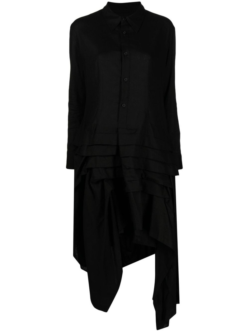 asymmetric ruffled midi shirtdress 1