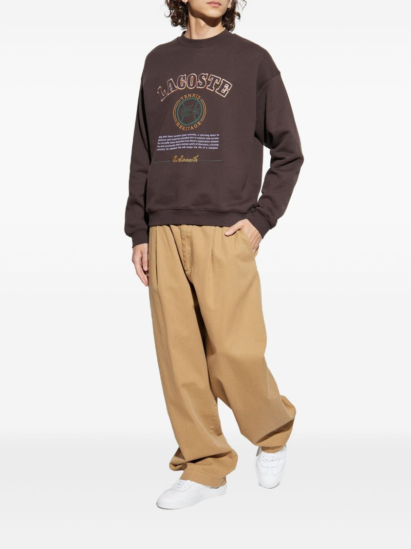 LACOSTE Heritage-embroidered fleece sweatshirt outlook