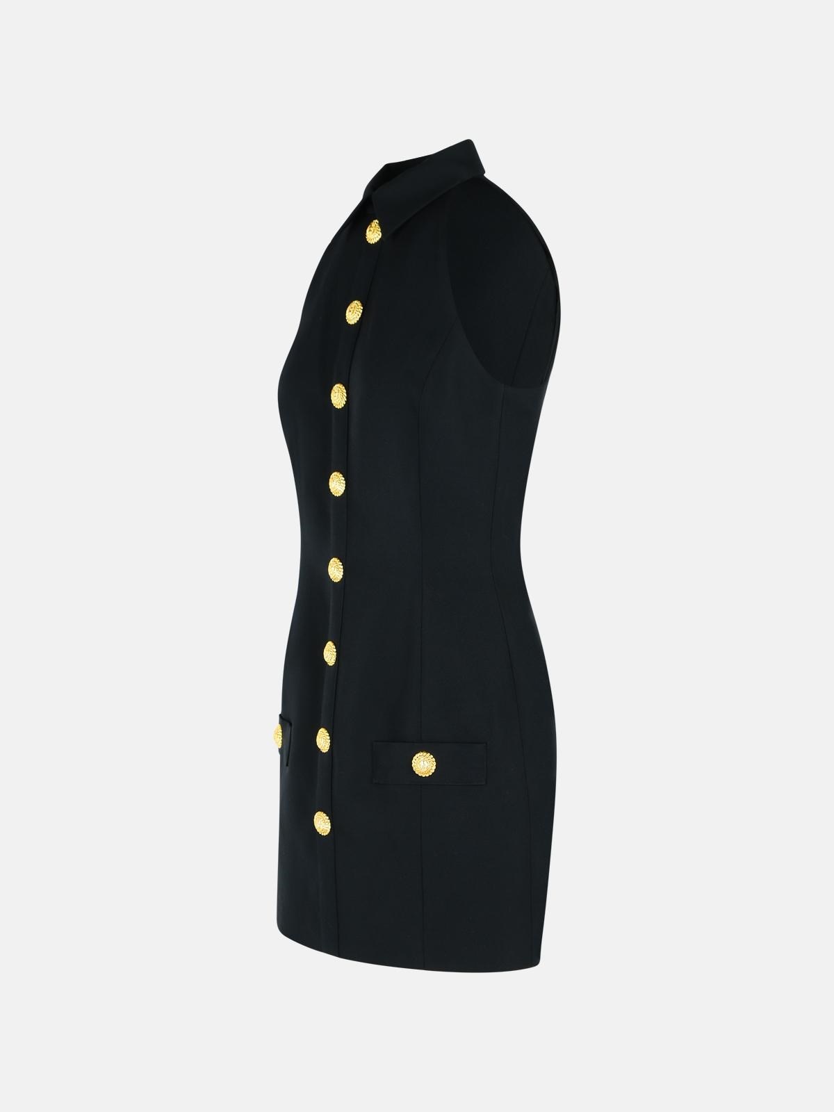 BLACK VIRGIN WOOL SHORT DRESS - 2