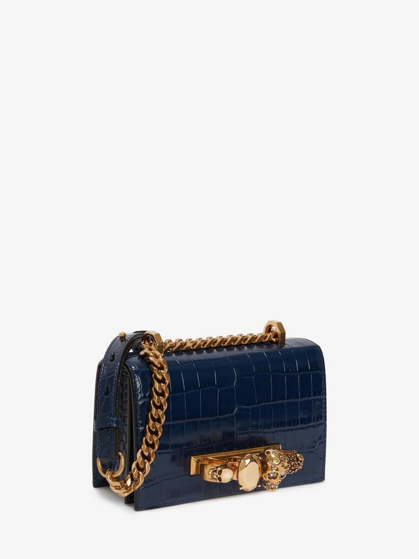 Mini Jewelled Satchel in Navy - 2