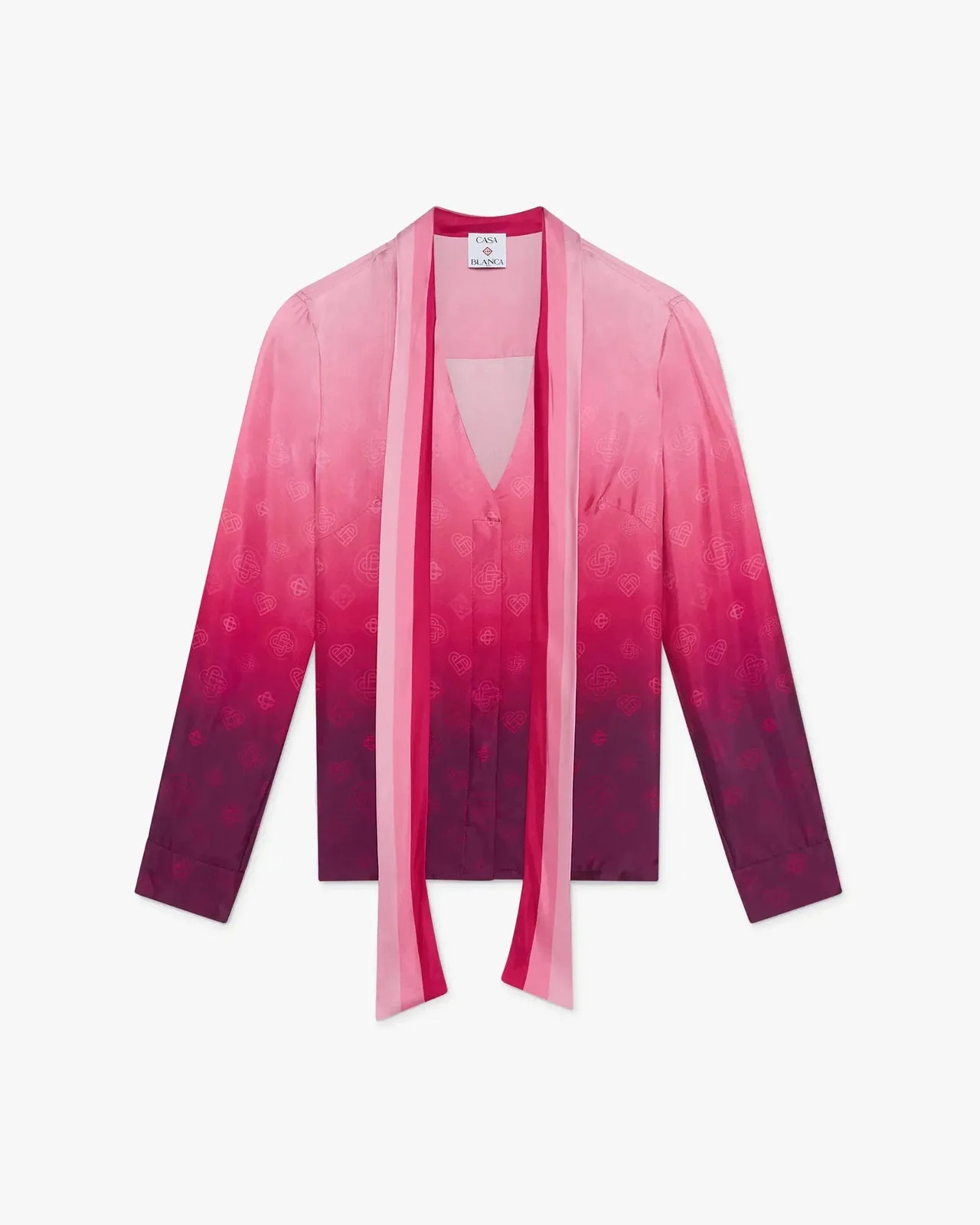 Aubergine Gradient Long Sleeve Scarf Silk Blouse | Casablanca Paris - 1