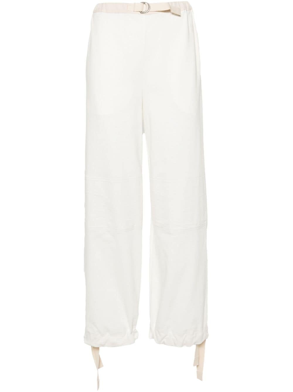 belted cotton trousers - 1