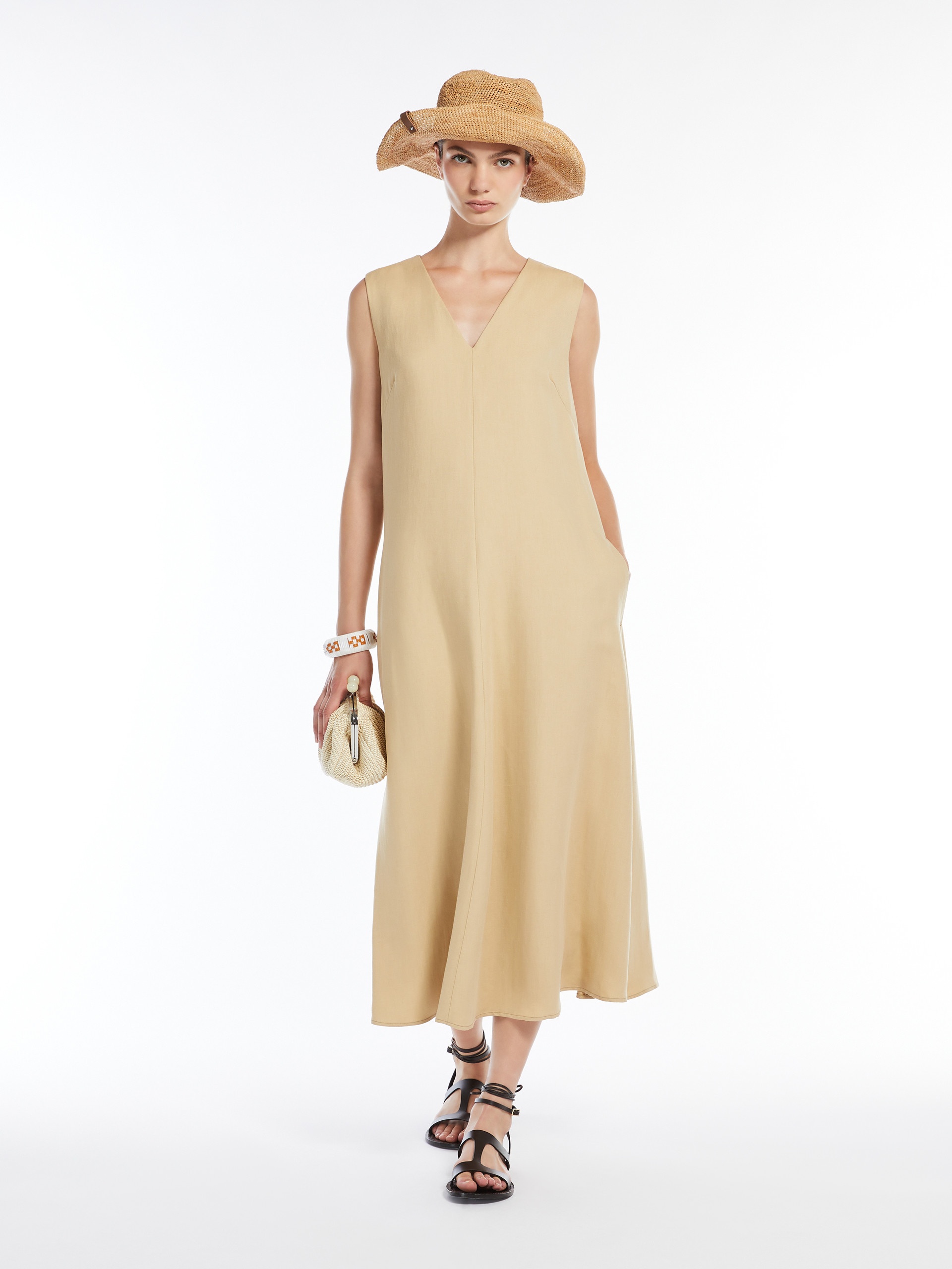 EGOISTA Viscose and linen canvas flared dress - 2