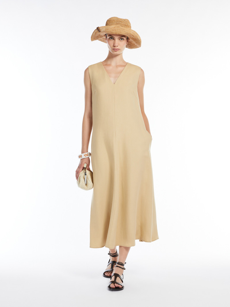 WEEKEND Max Mara EGOISTA Viscose and linen canvas flared dress outlook
