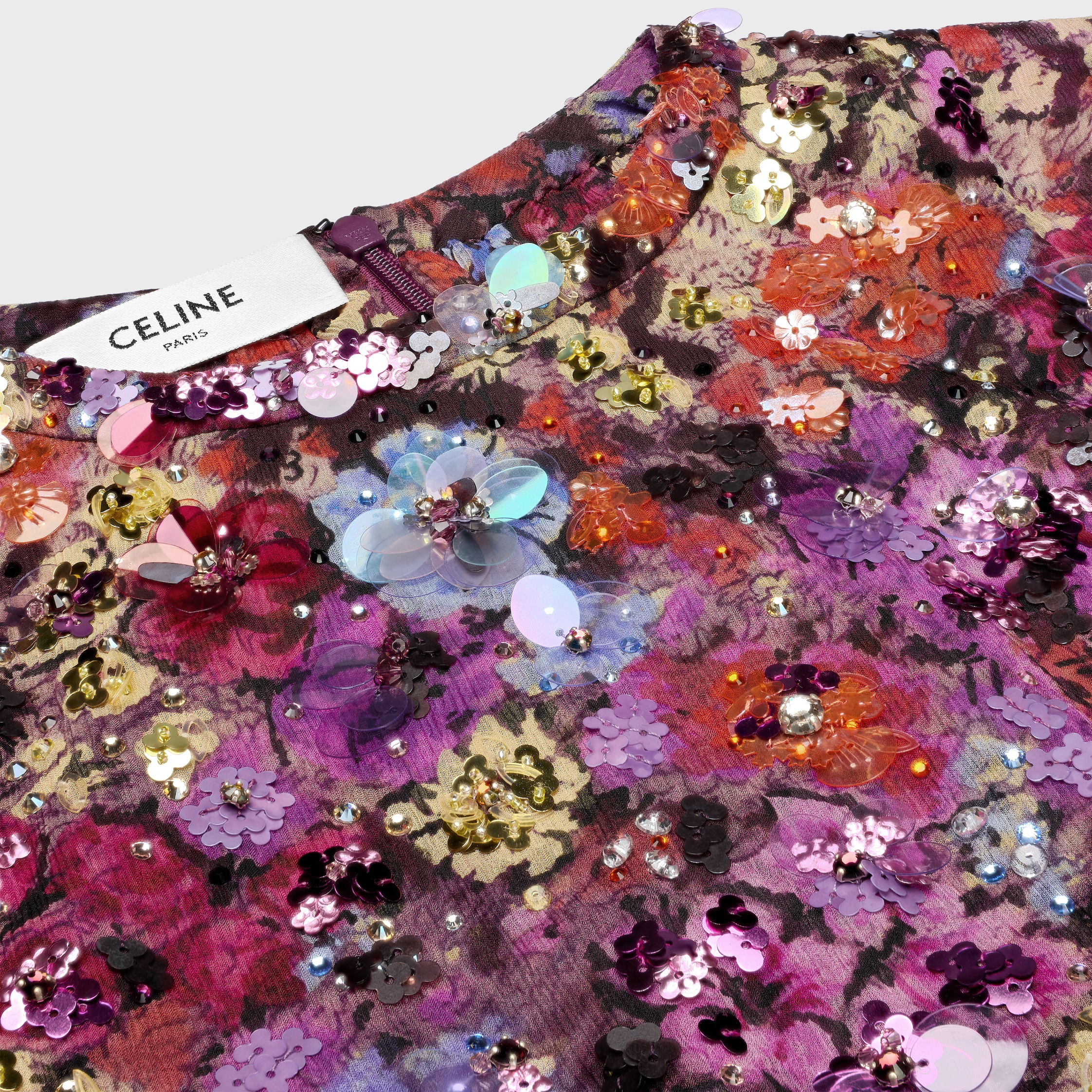 embroidered mini folk dress IN silk crepon - 3