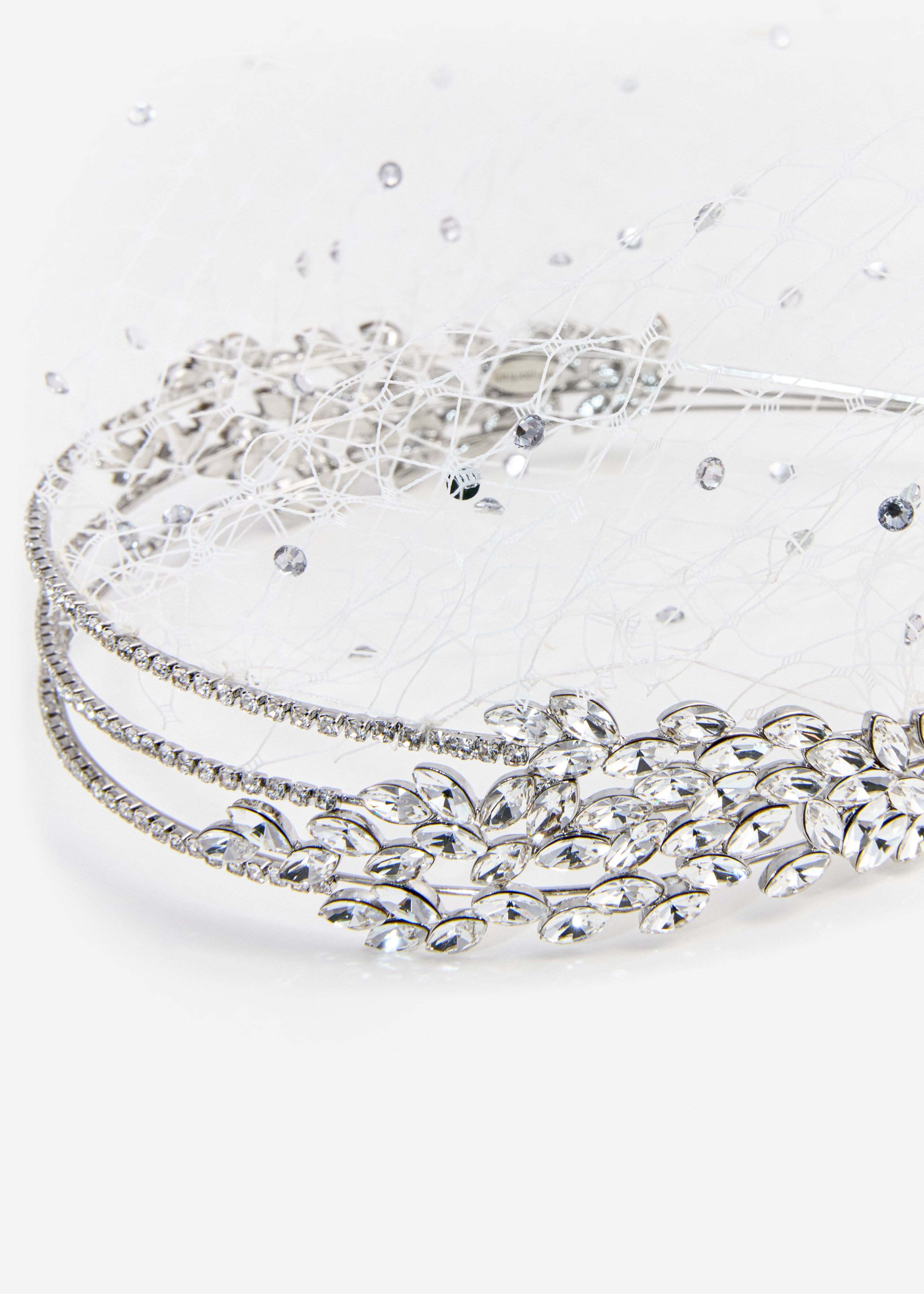 Crystal Embellished Veil Headband - 2