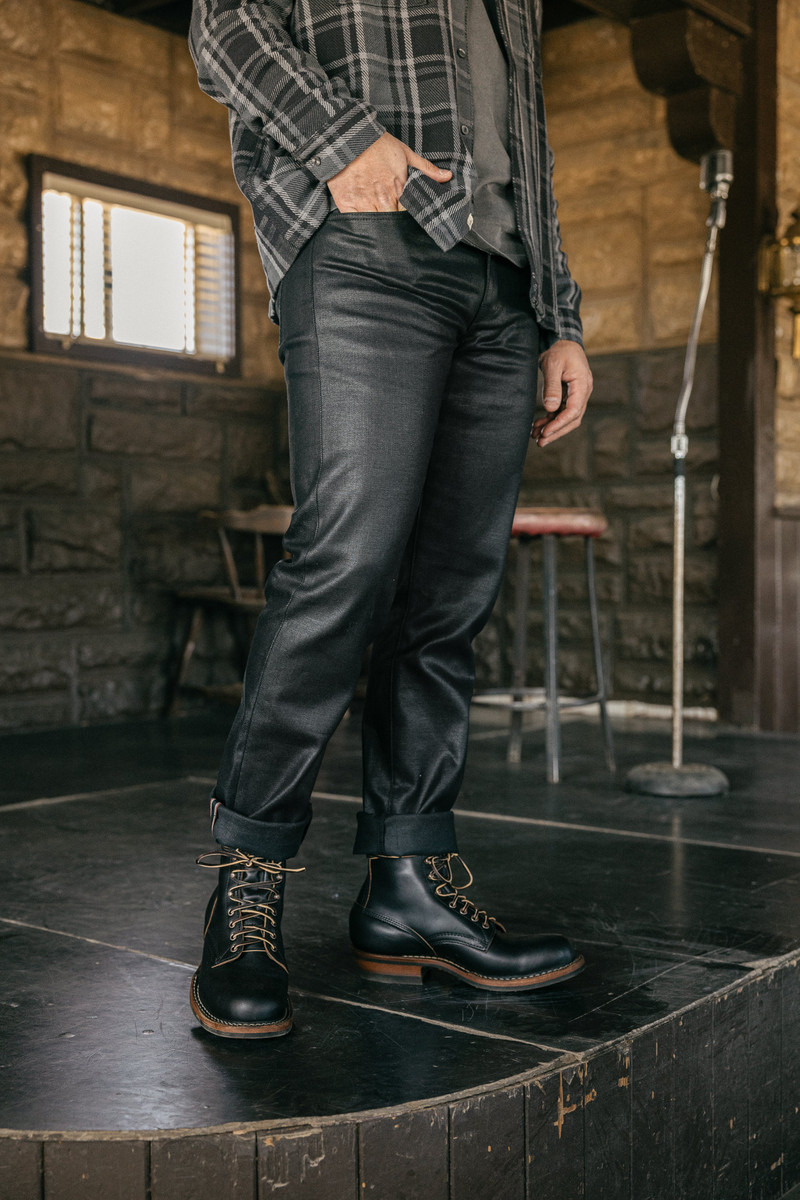 The Pen Slim - Coated Black Raw 14oz Selvedge 4