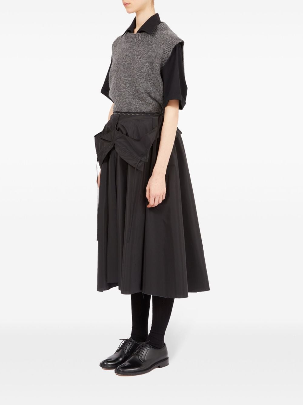 layered flared midi skirt - 6