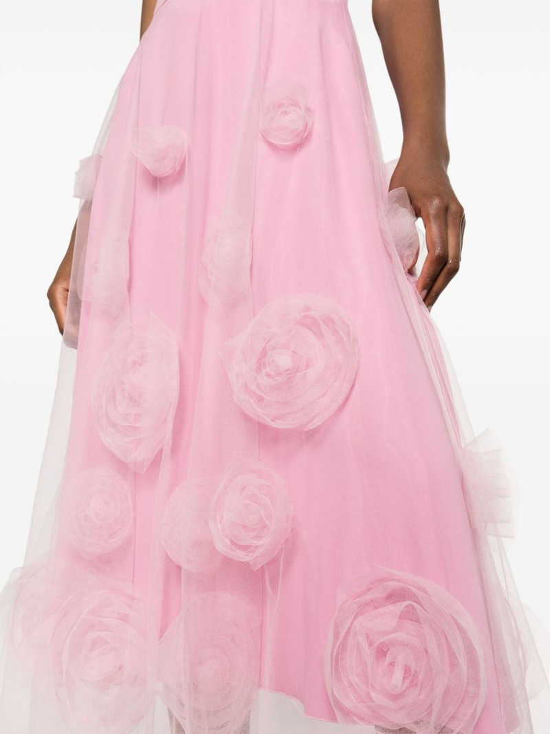 floral-appliqué tulle midi skirt 5