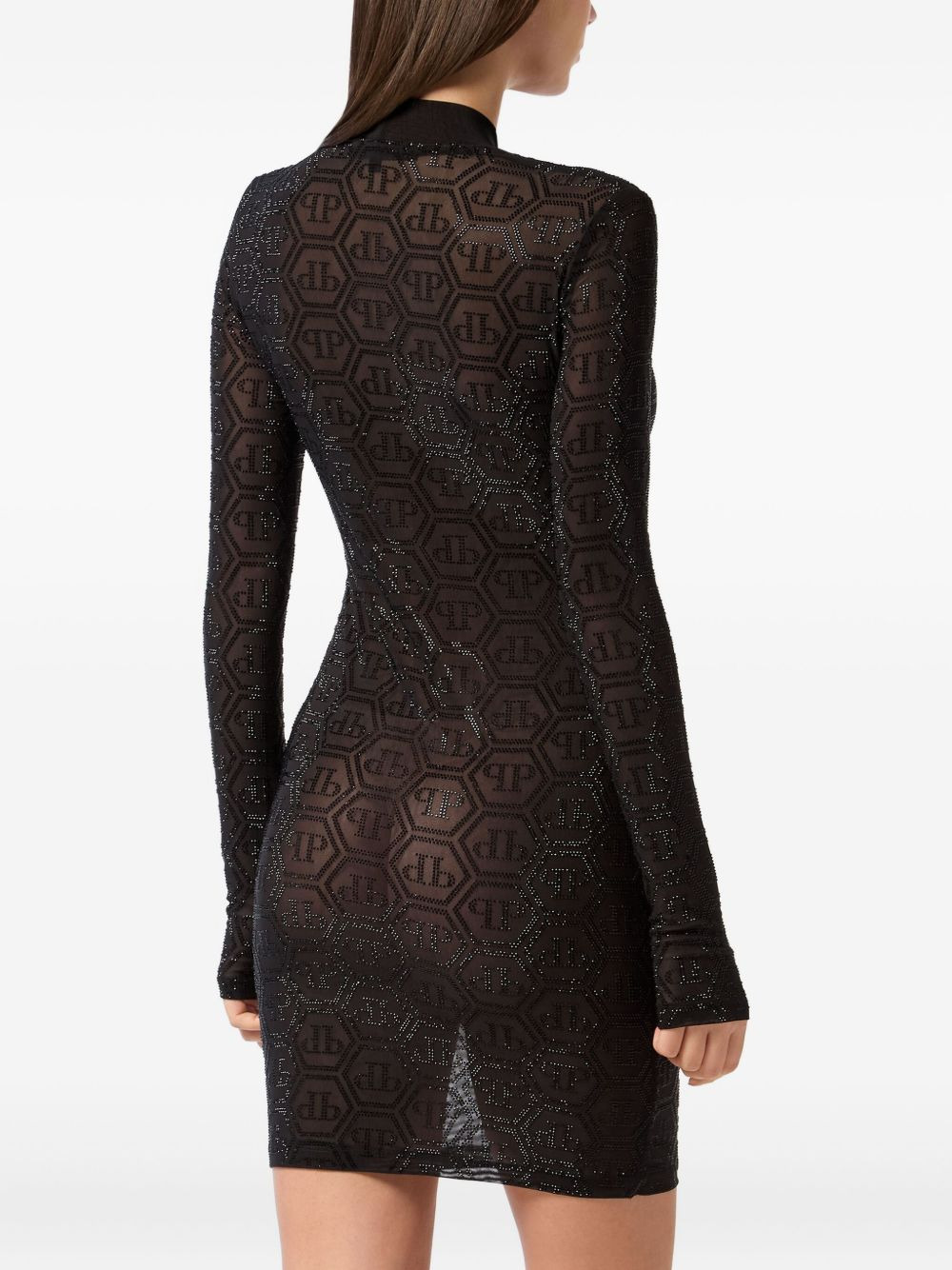 Tulle Monogram Strass mini dress - 4