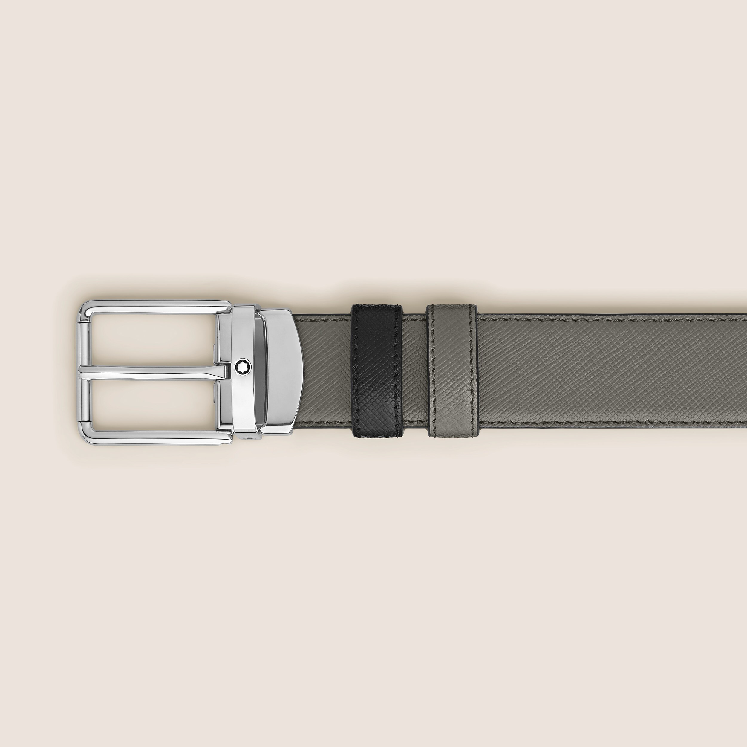 MEDIUM GREY/BLACK 30MM REVERSIBLE LEATHER STRAP - 3