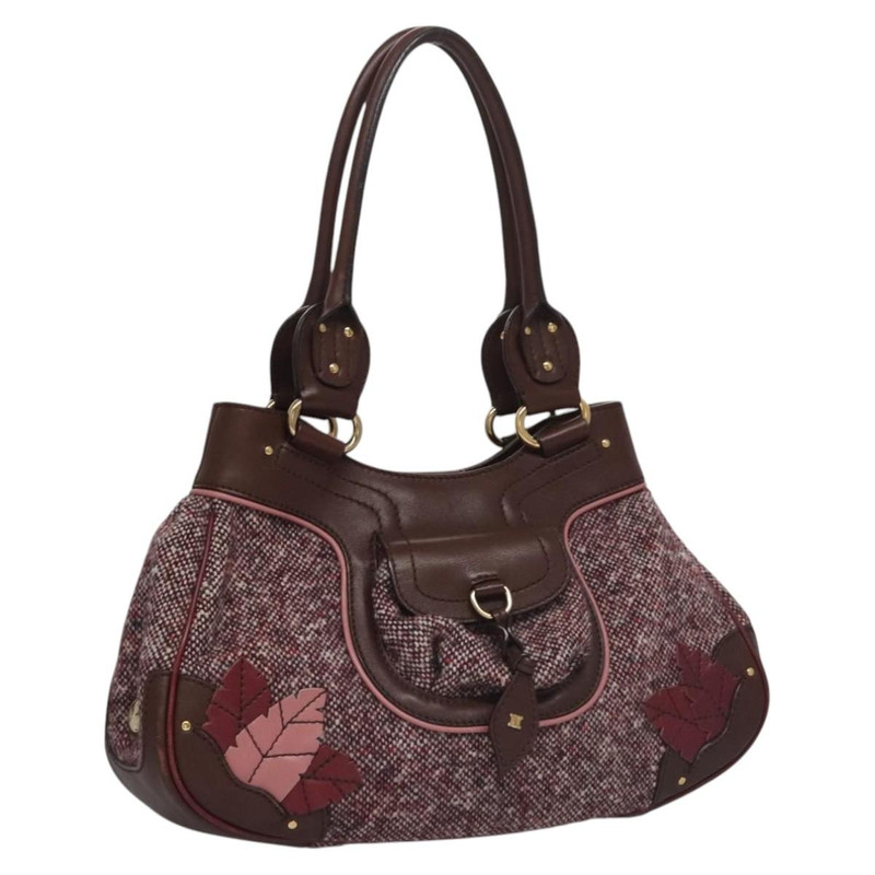 CELINE Hand Bag Wool Leather Gold Brown - 1