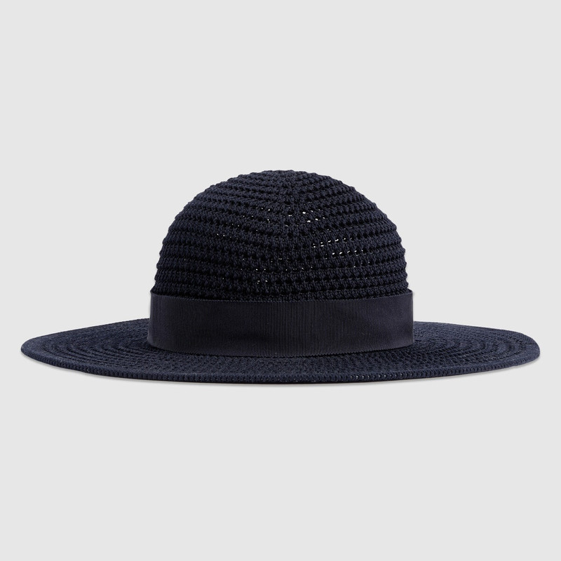 GUCCI Crochet cotton wide-brimmed hat outlook