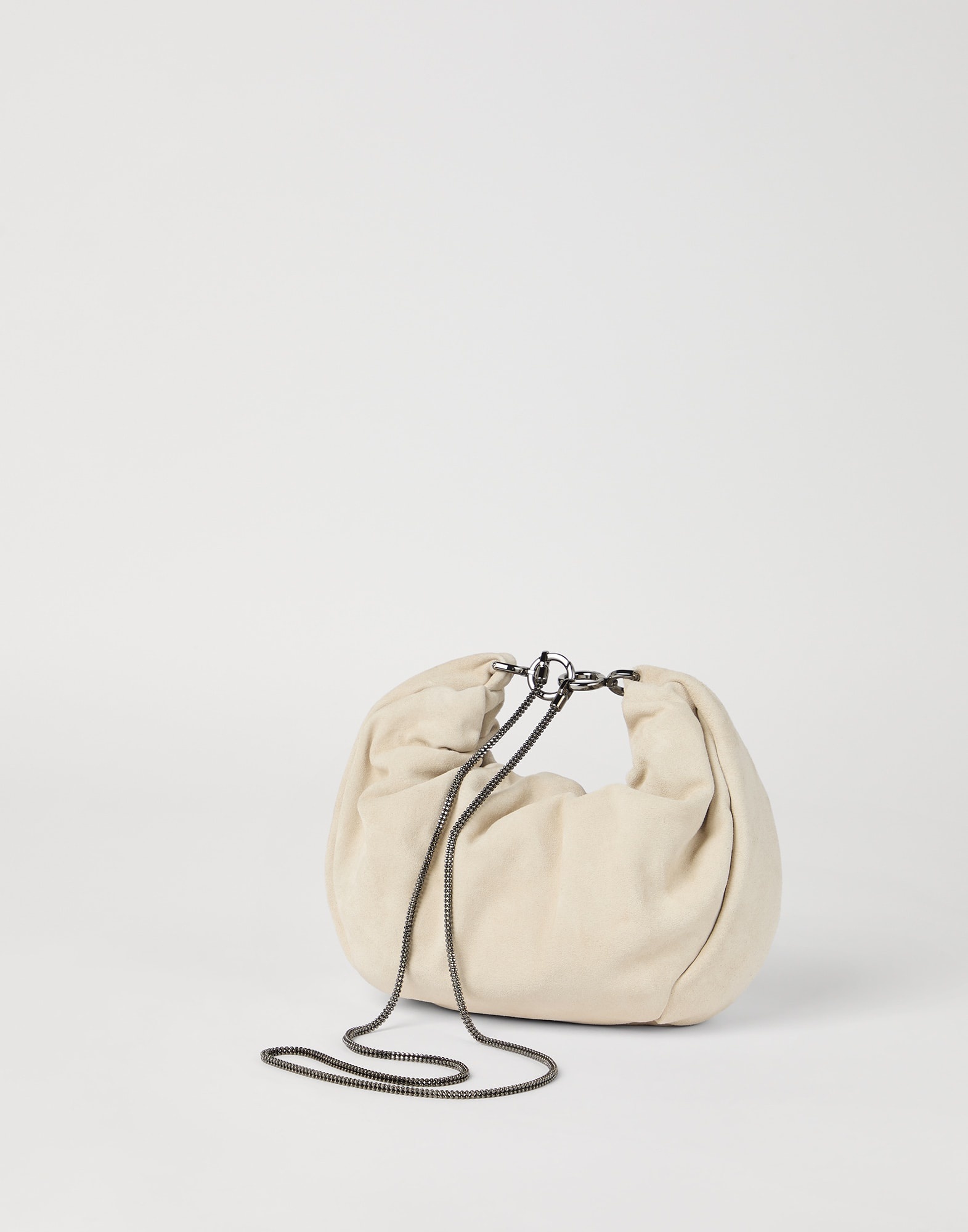 Brioche hobo bag in suede with precious chain - 2
