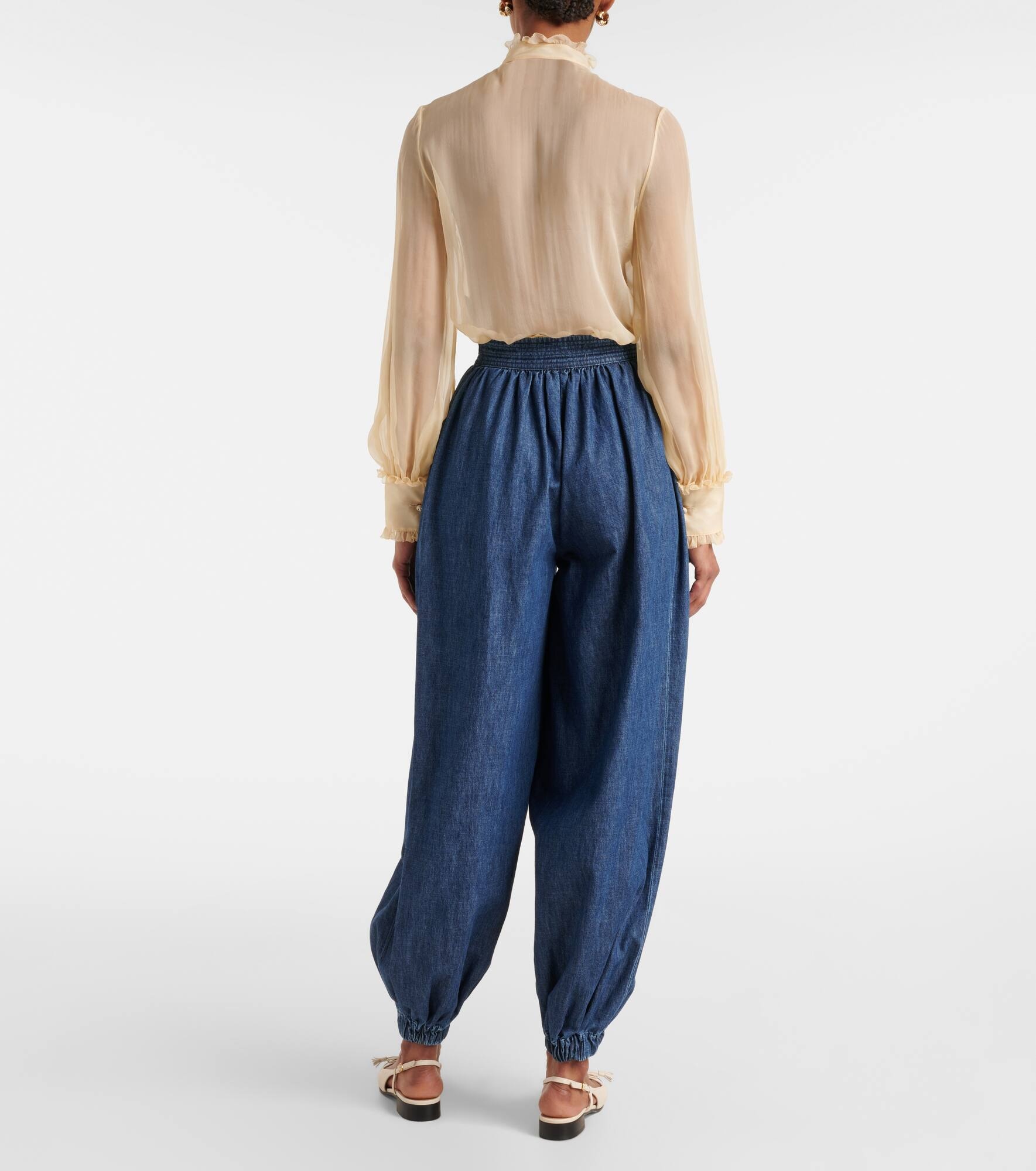 Chambray wide-leg pants - 3