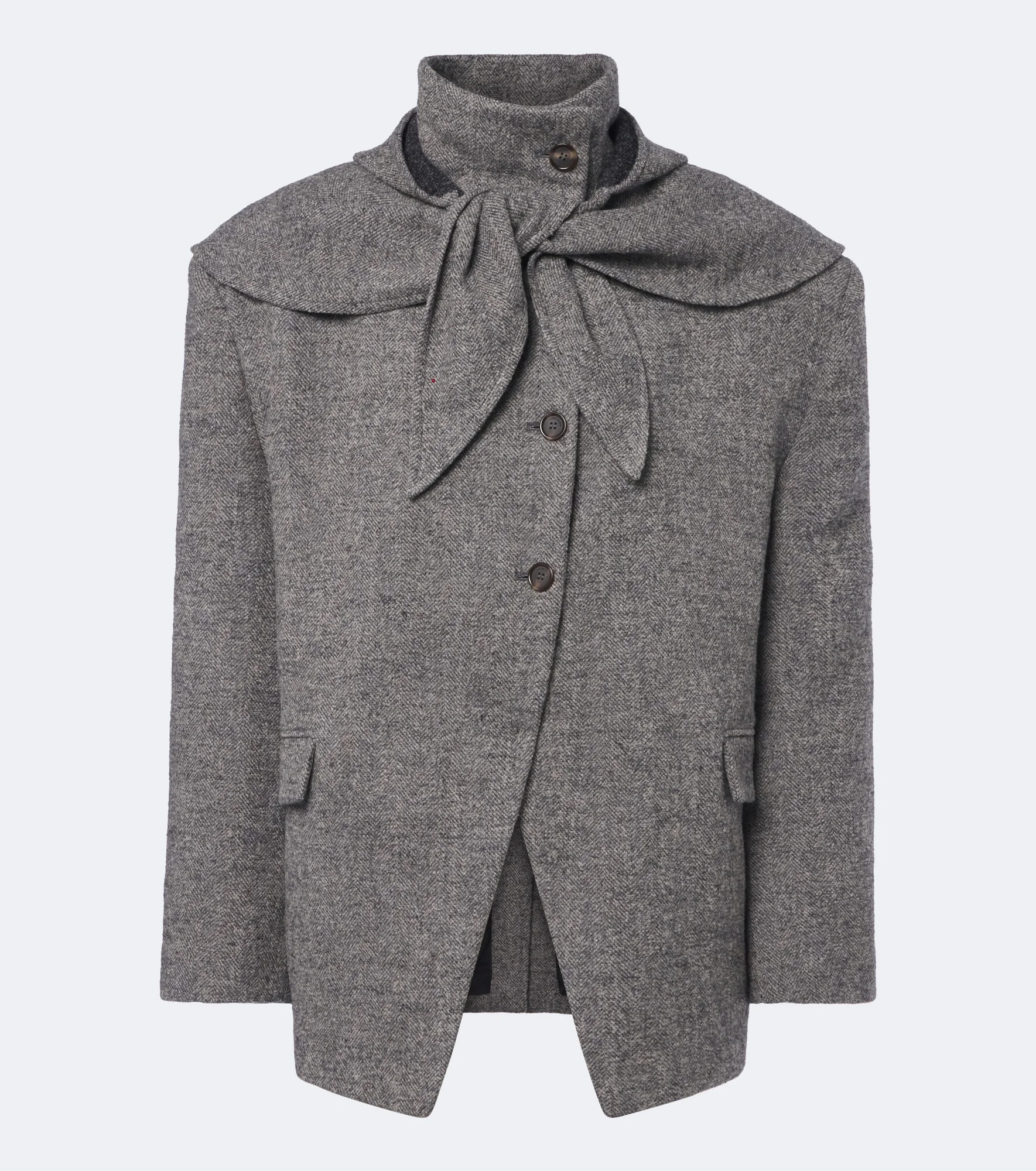 Herringbone wool and cashmere-blend blazer - 1