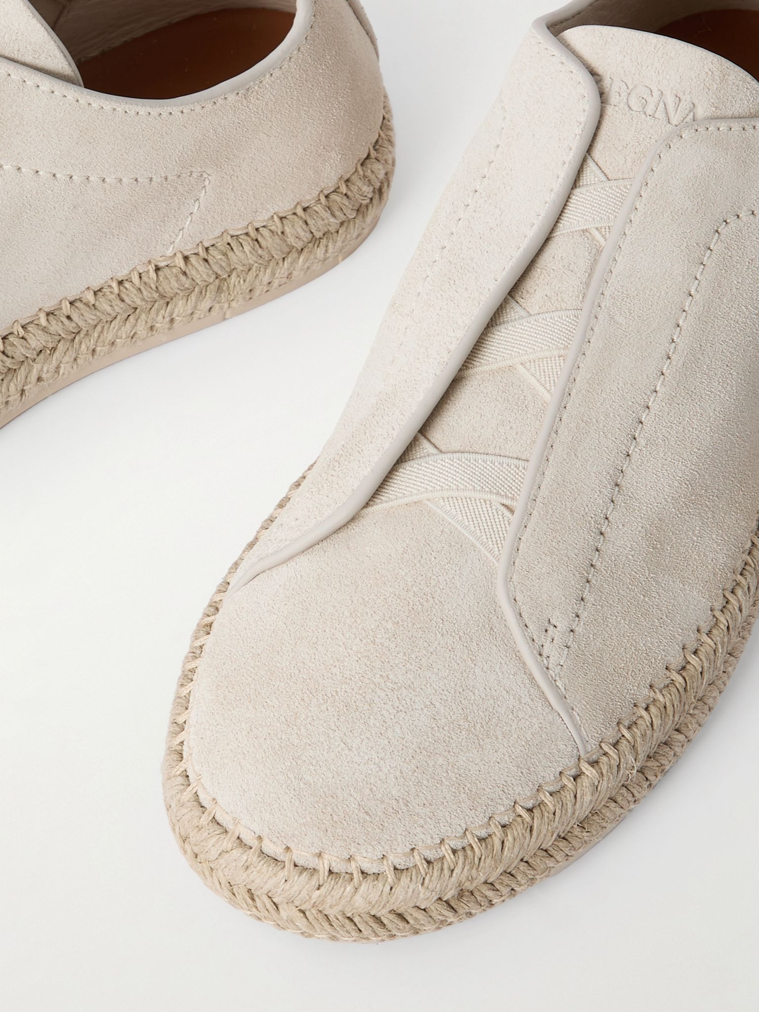 Triple Stitch™ Leather-Trimmed Suede Slip-On Sneakers Off-white - 6