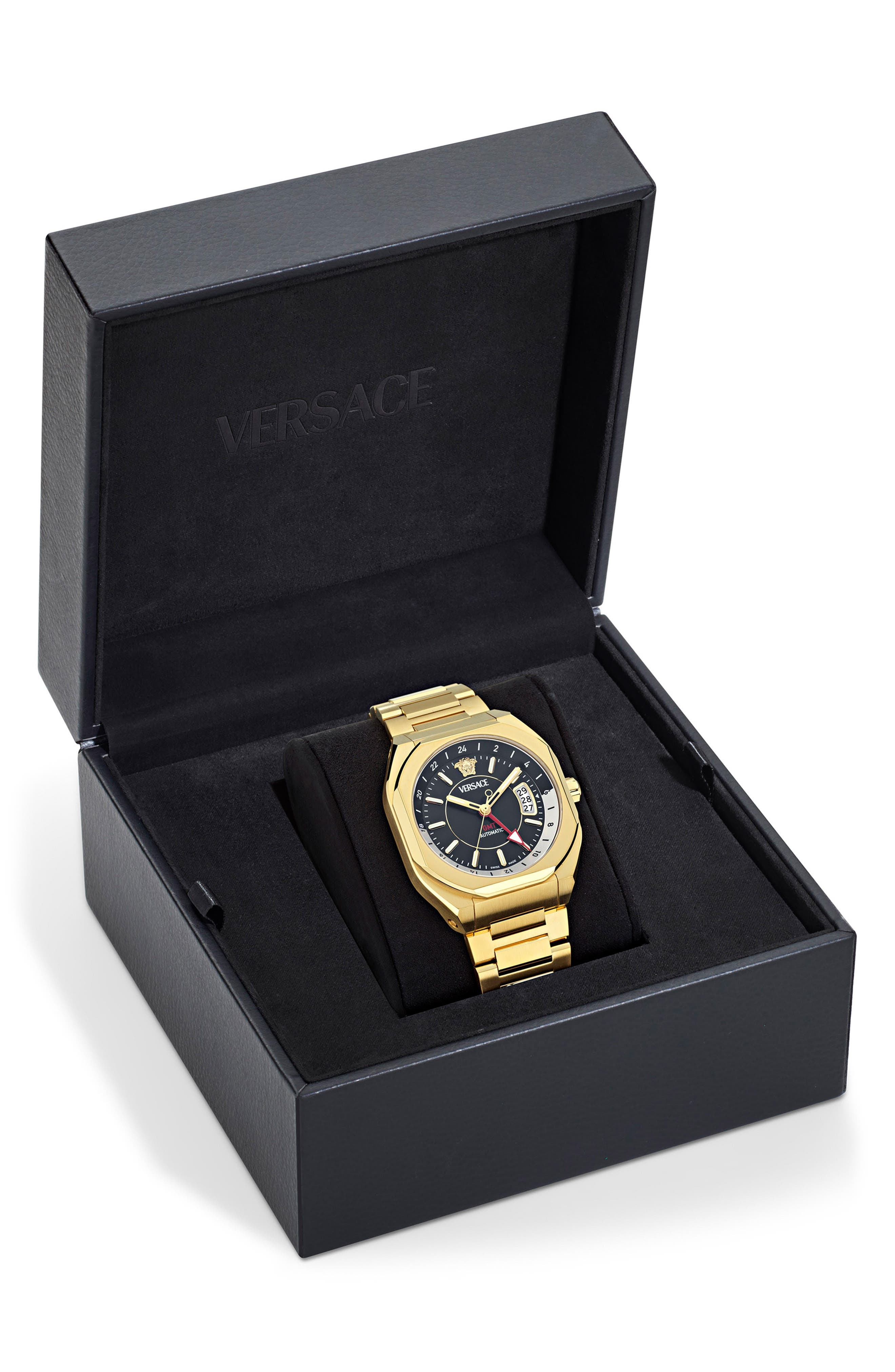 Versace V-Contempo GMT Bracelet Watch, 40mm in Ip Yellow Gold at Nordstrom - 5