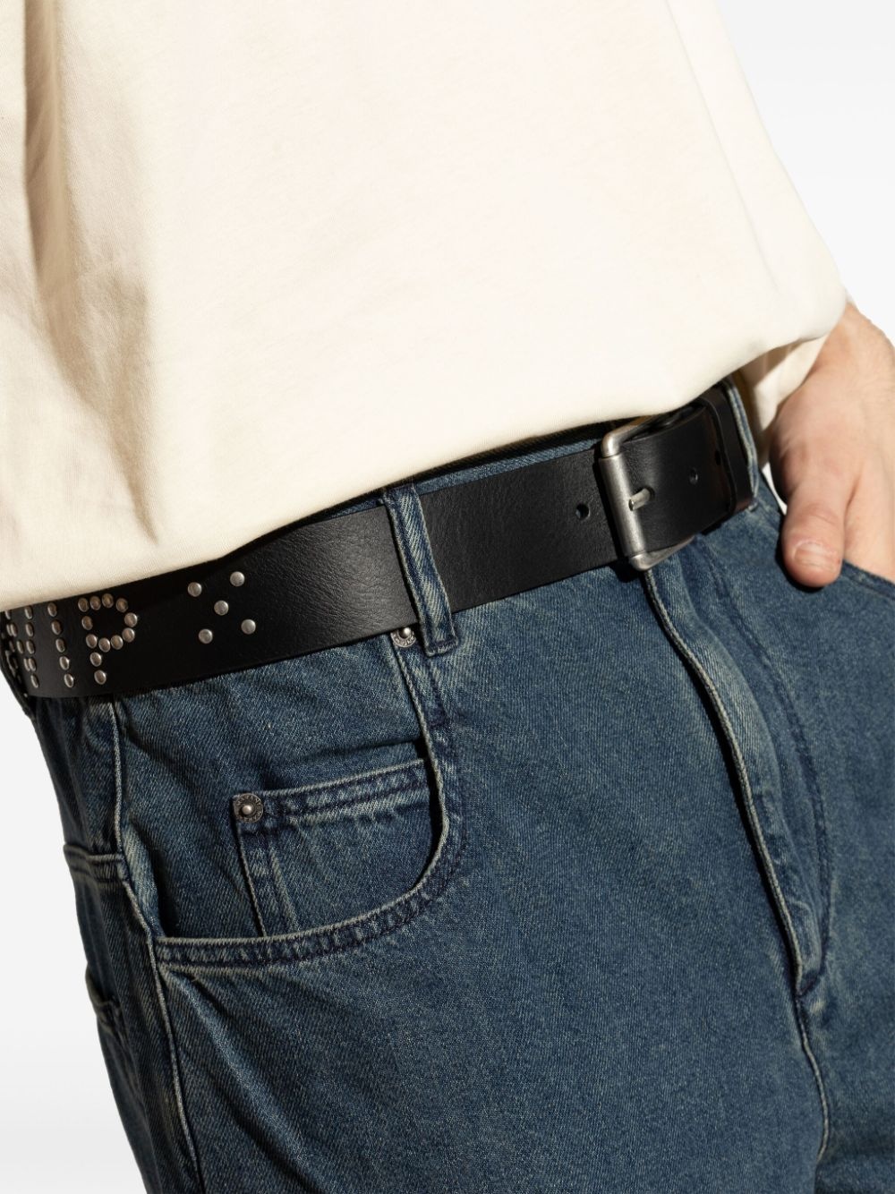 studded leather belt - 4
