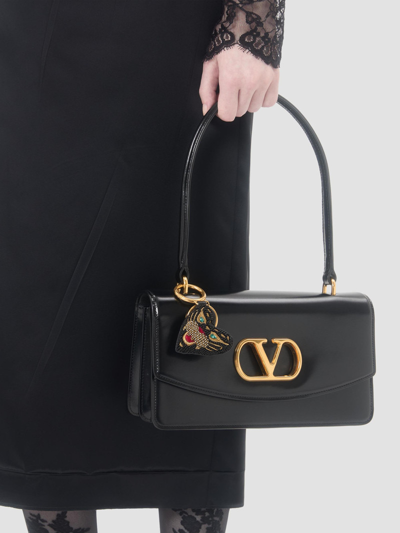 Women's Bag Charm with Keychain in Nappa - Multicolor Black 4
