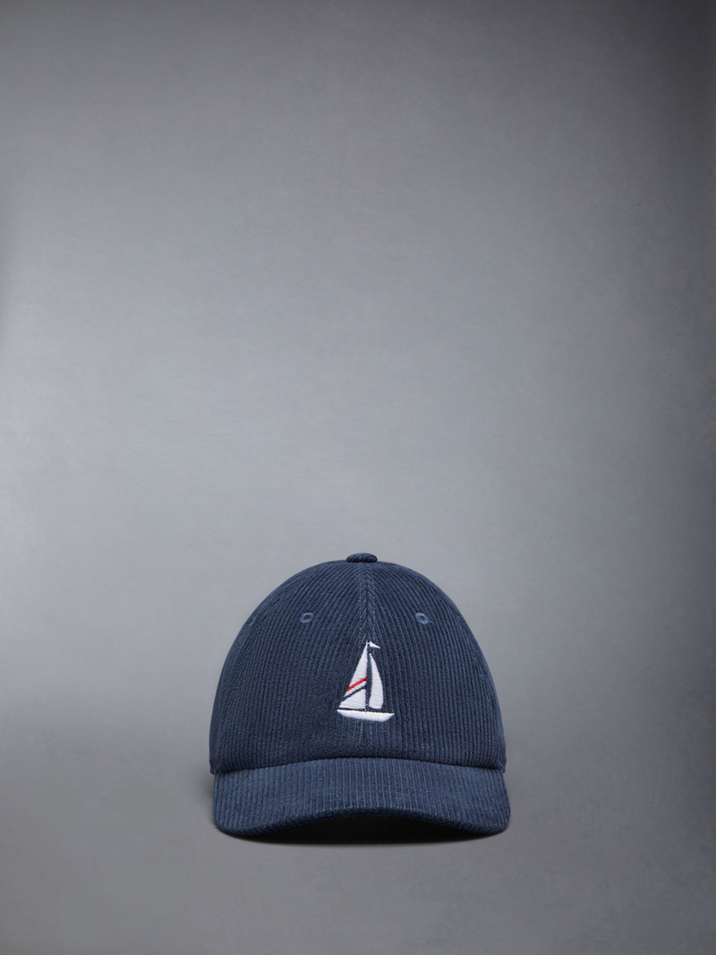 Corduroy Sailboat Embroidery Baseball Hat 1