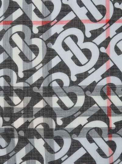 Burberry monogram-print wool-silk scarf outlook