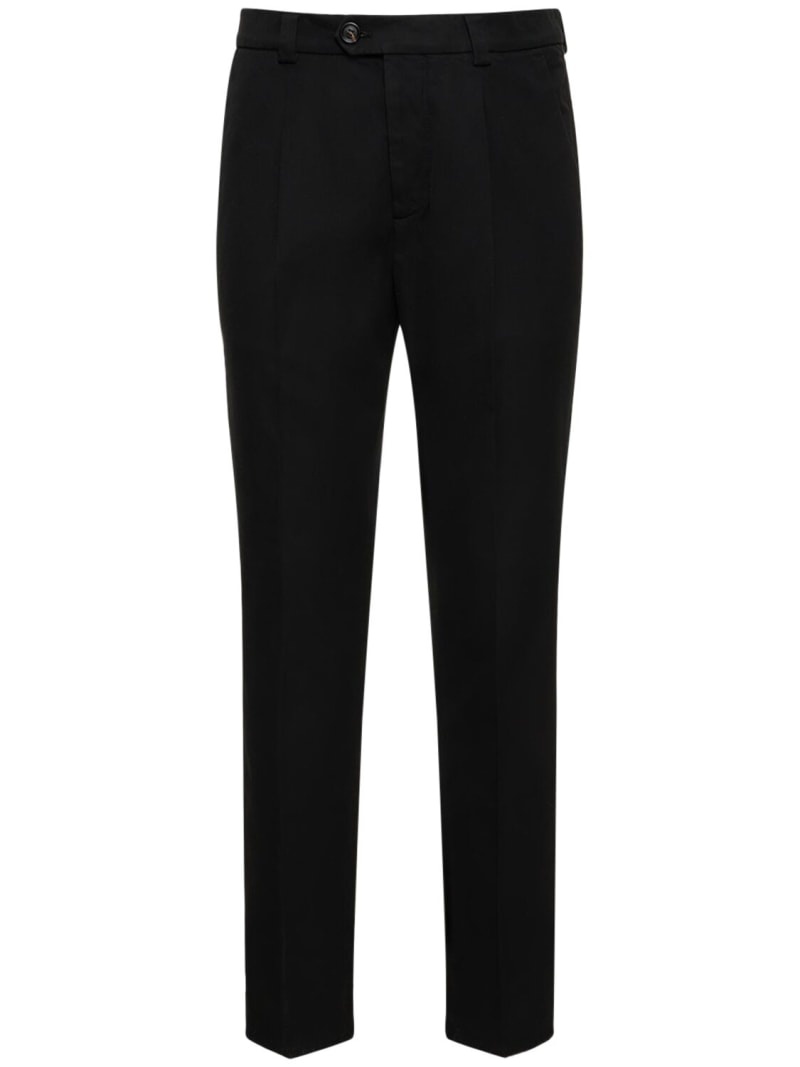 Cotton gabardine straight pants - 1