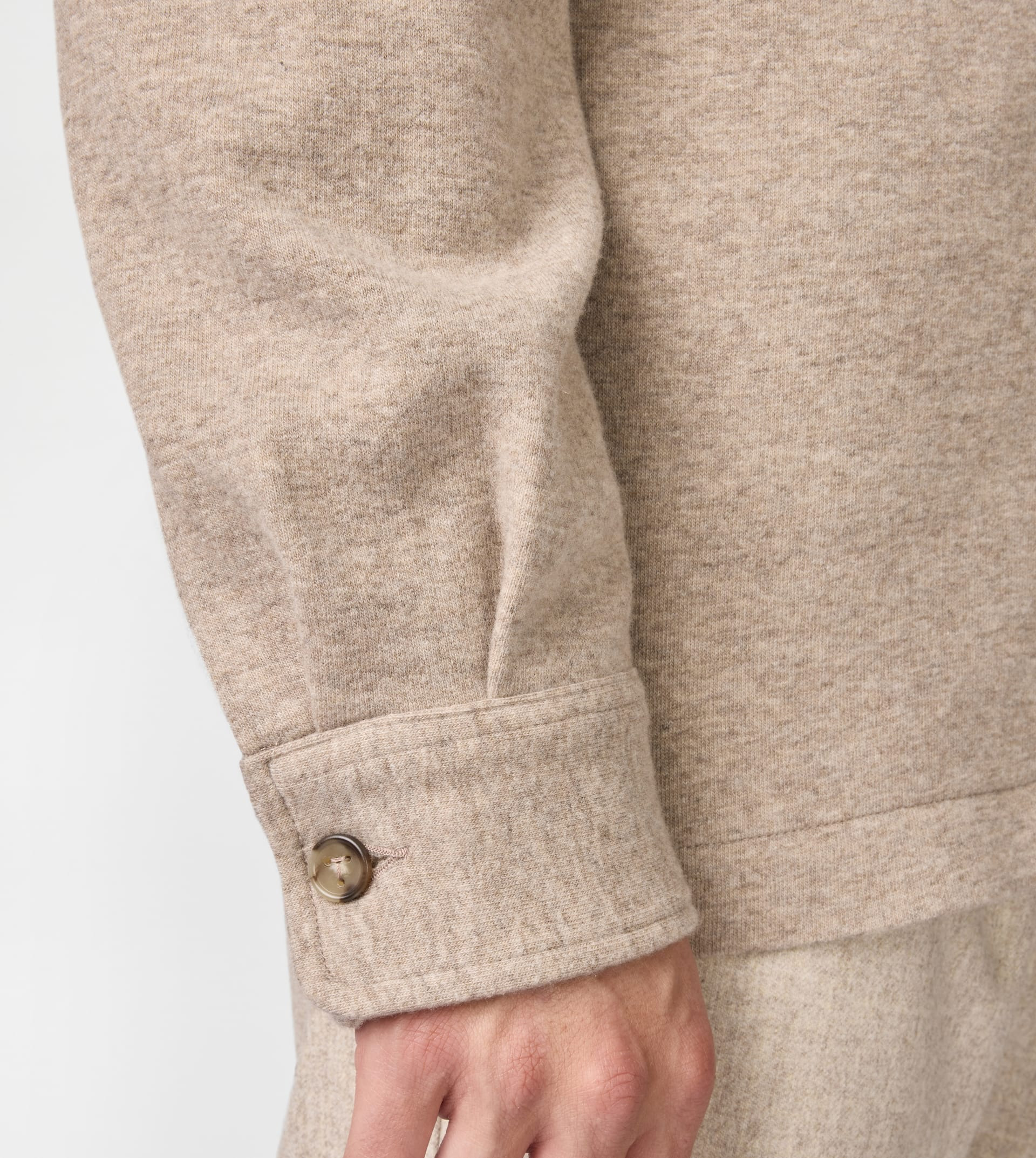 SHIRT JACKET IN CASHMERE BLEND JERSEY - BEIGE - 6