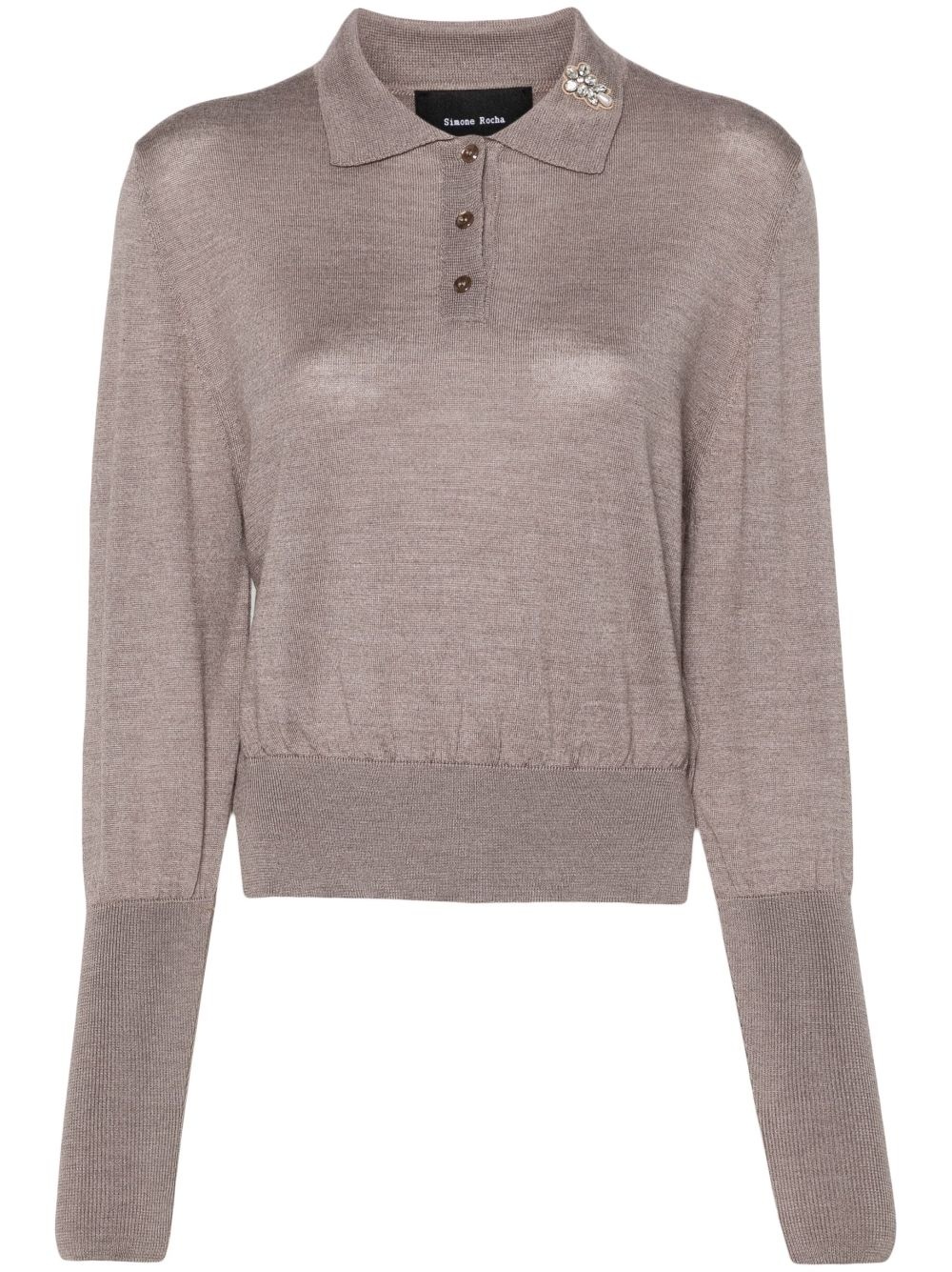 embellished polo sweater - 1