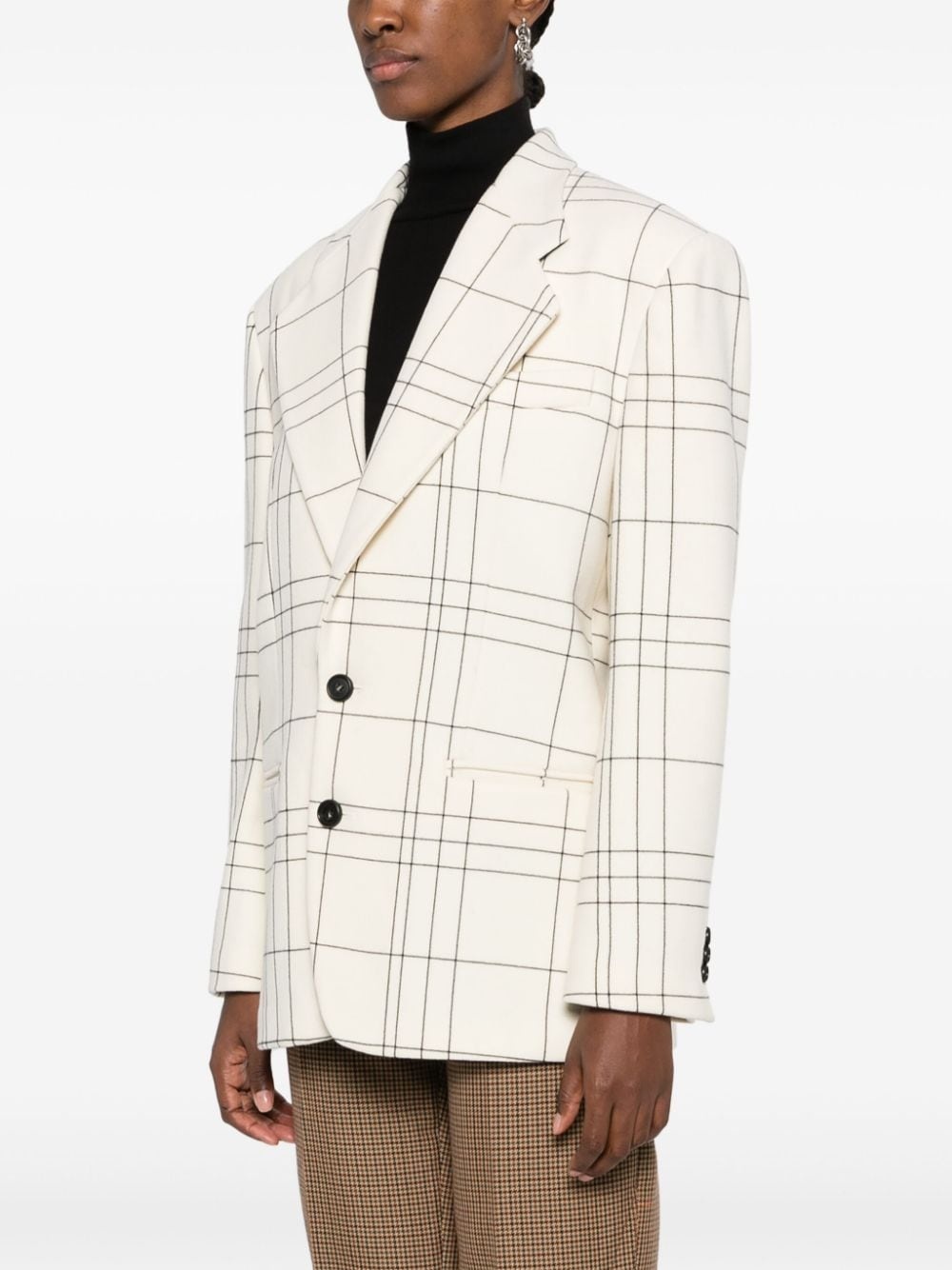 single-breasted checked blazer - 3