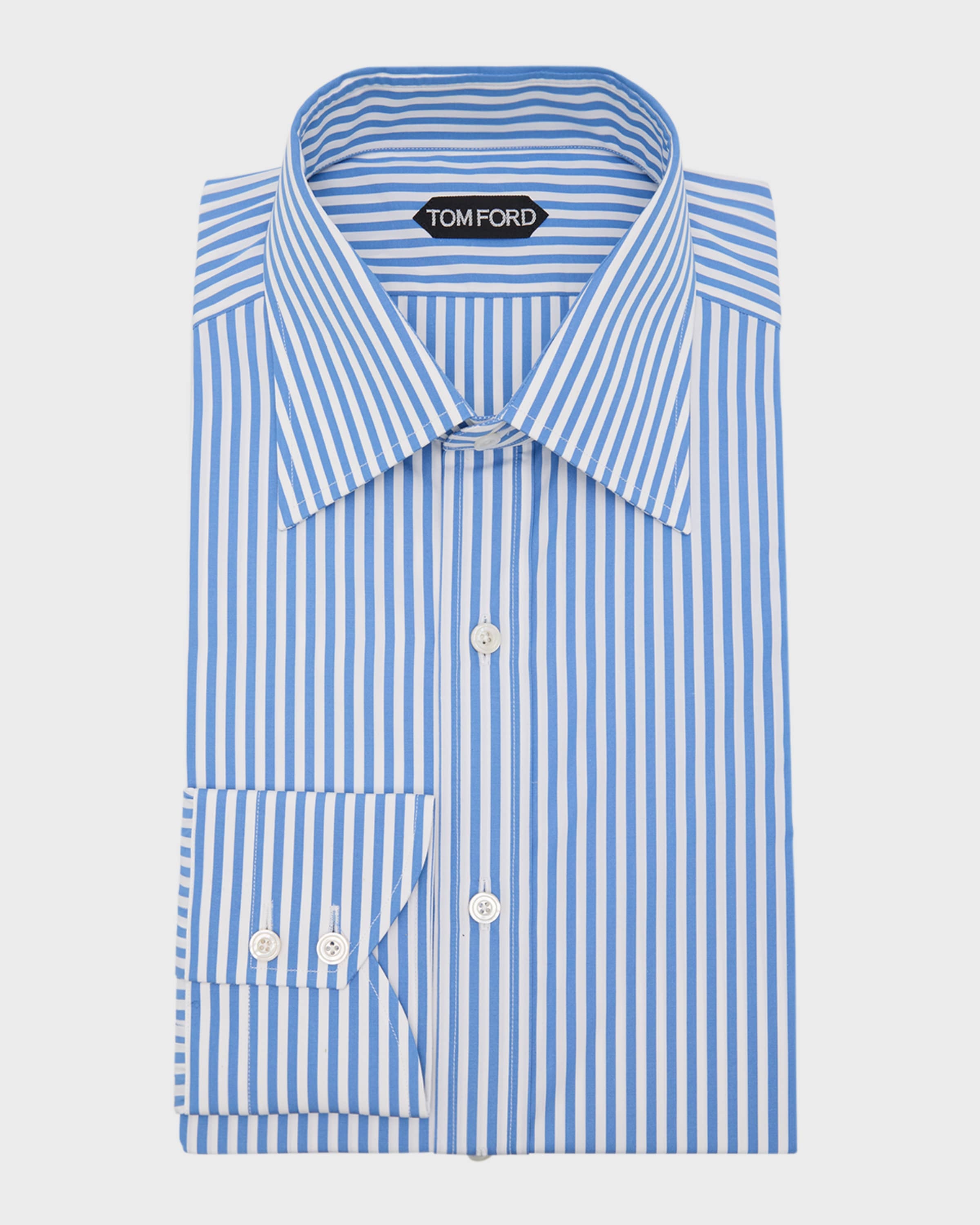 Men's Cotton Baton Stripe Slim-Fit Dress Shirt - 2