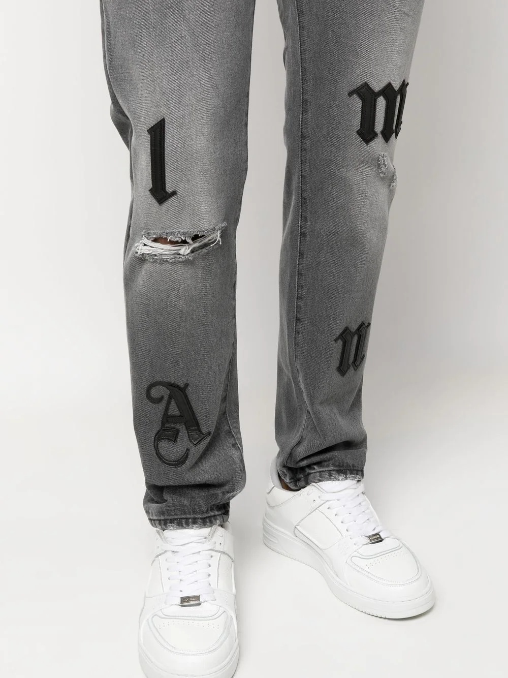 distressed straight-leg jeans - 5