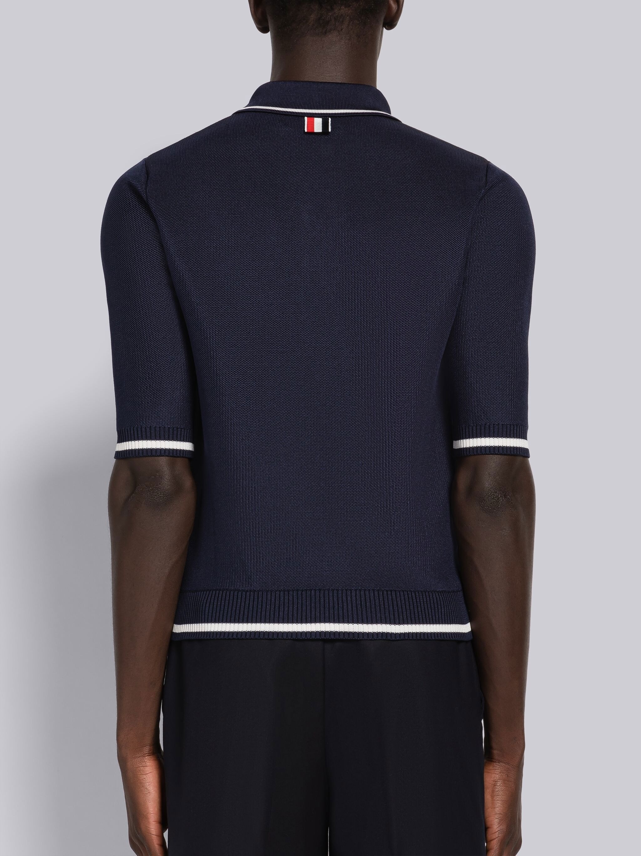 Silk Cotton Pique Tipping Short Sleeve Polo - 3
