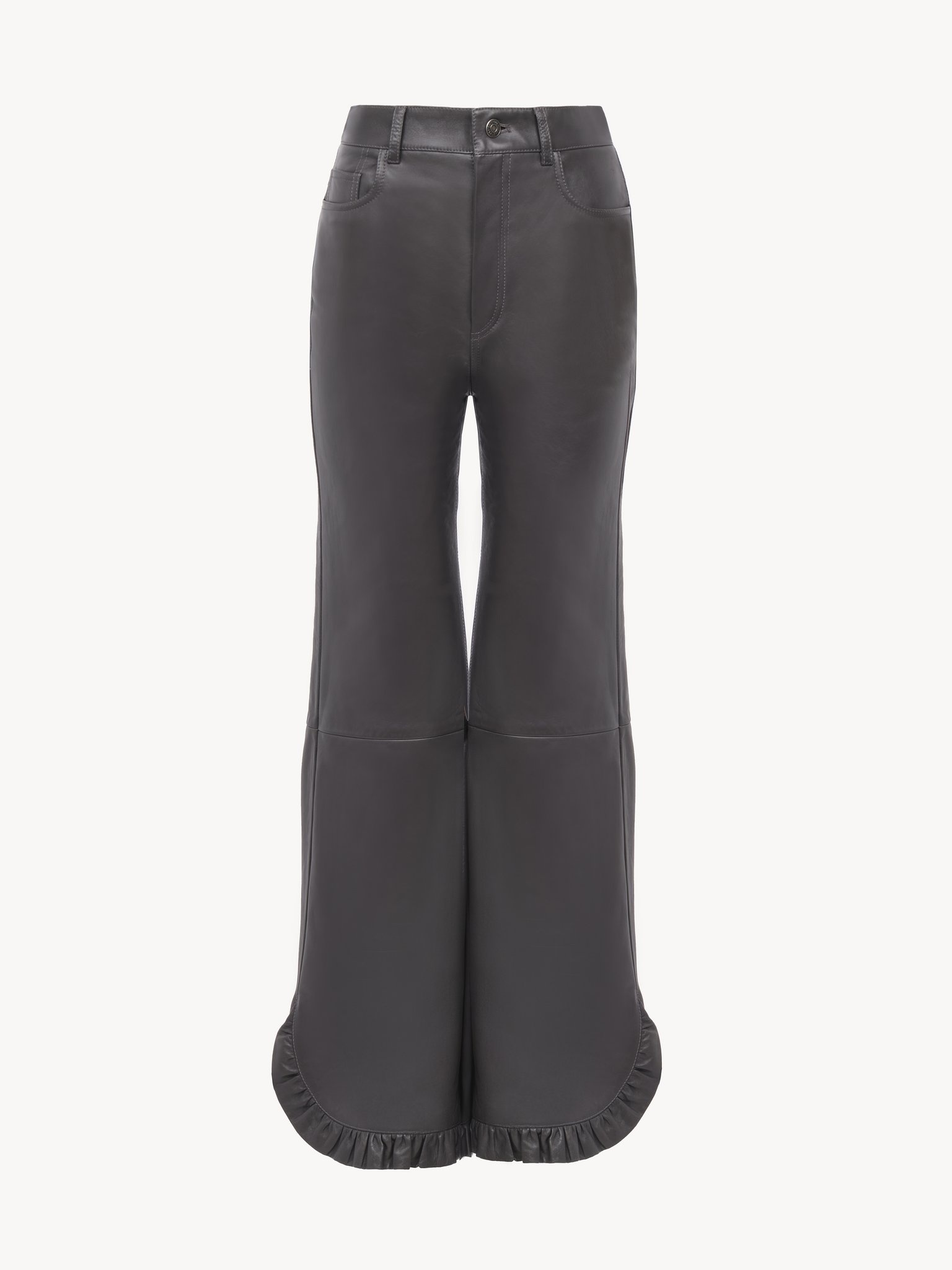 RUFFLED FLARED PANTS IN LEATHER - 2
