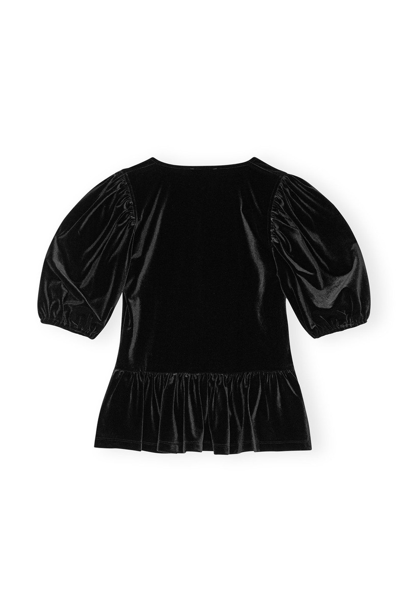 BLACK VELVET JERSEY V-NECK BLOUSE 6