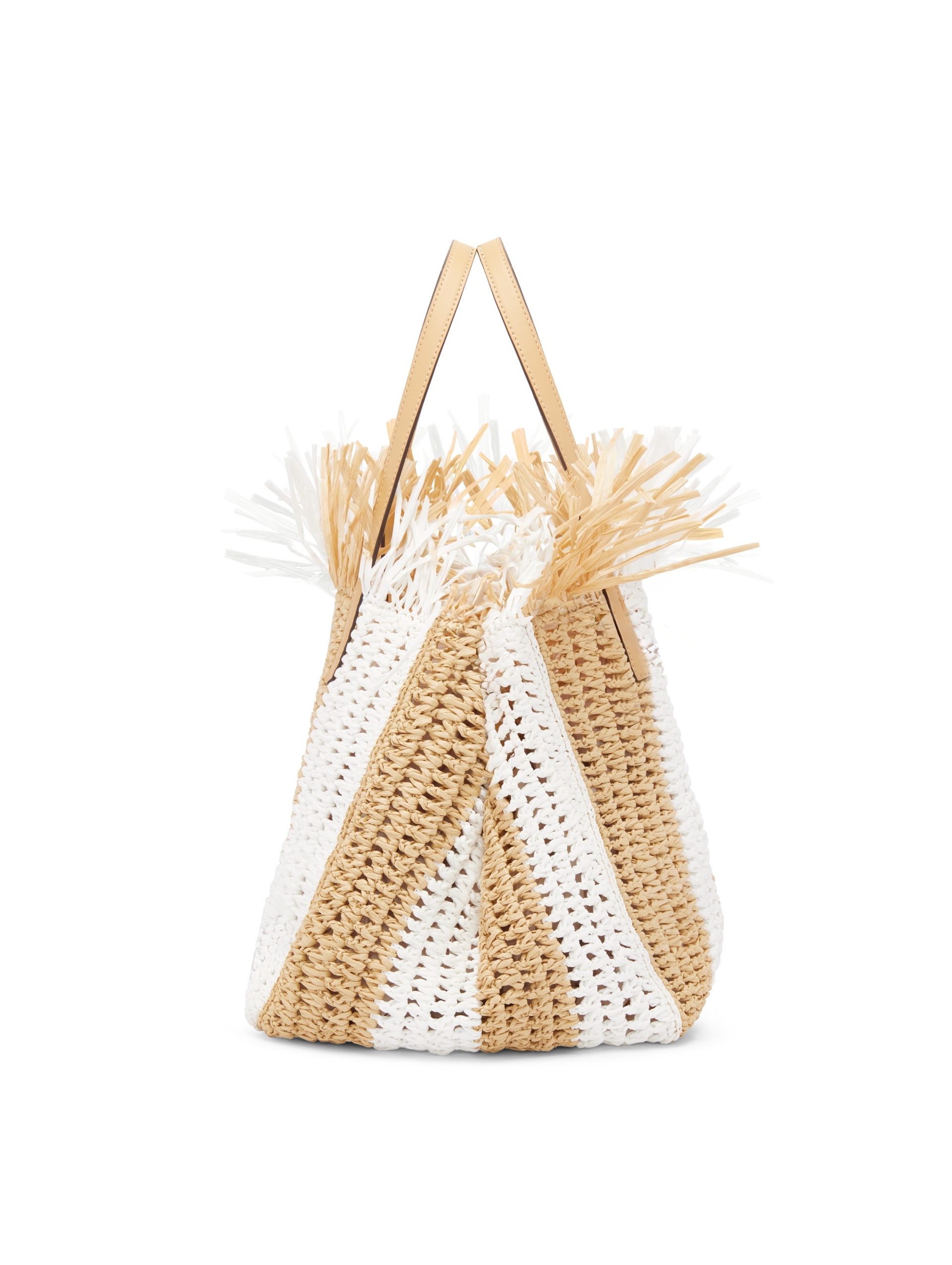 MEDIUM STRIPED RAFFIA CROCHET SQUARE TOTE - 5
