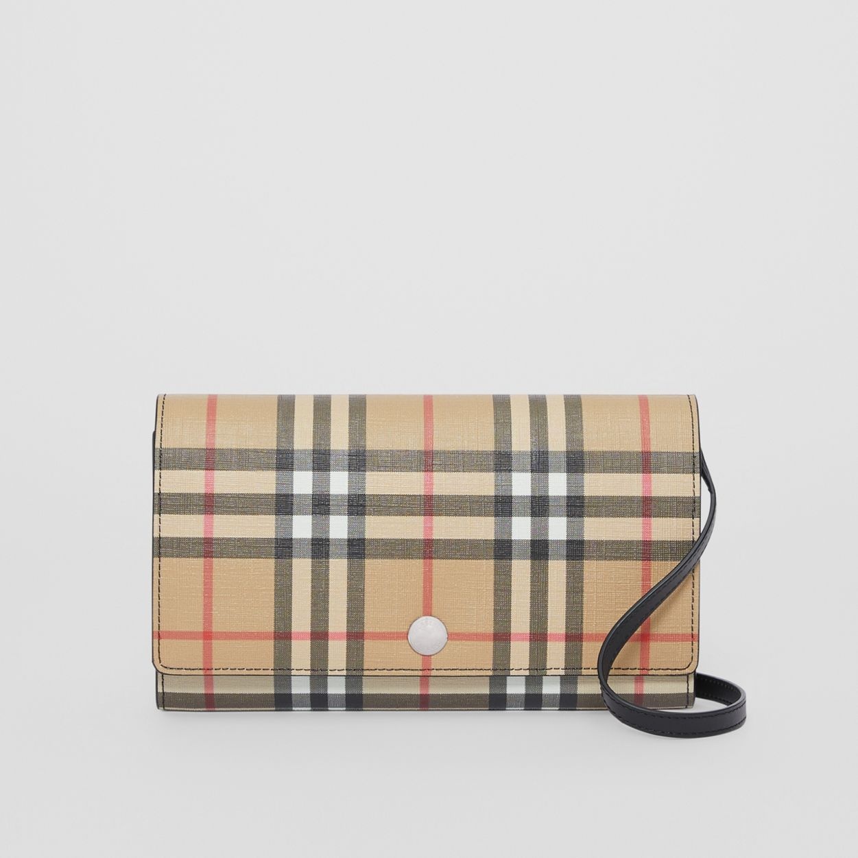 Vintage Check E-canvas Wallet with Detachable Strap - 1