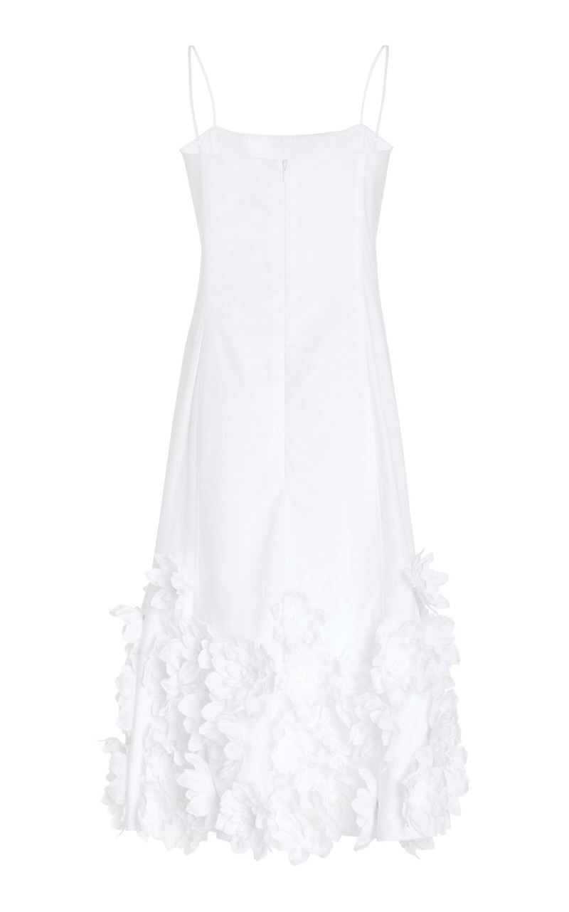 Bella Floral-Appliquéd Cotton Poplin Midi Dress white 3
