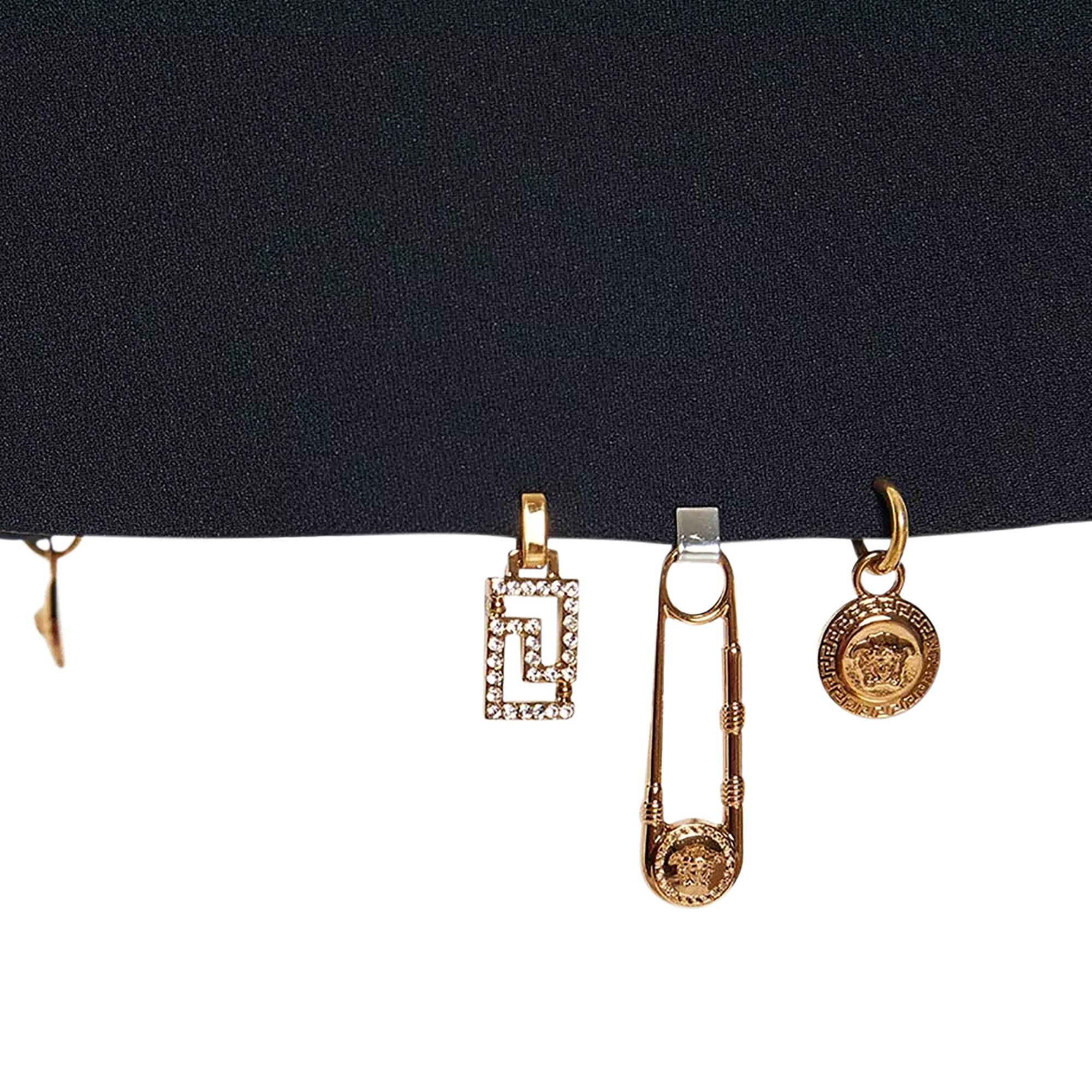 Versace Charm-Embellished Satin Mini Skirt 'Black' - 3