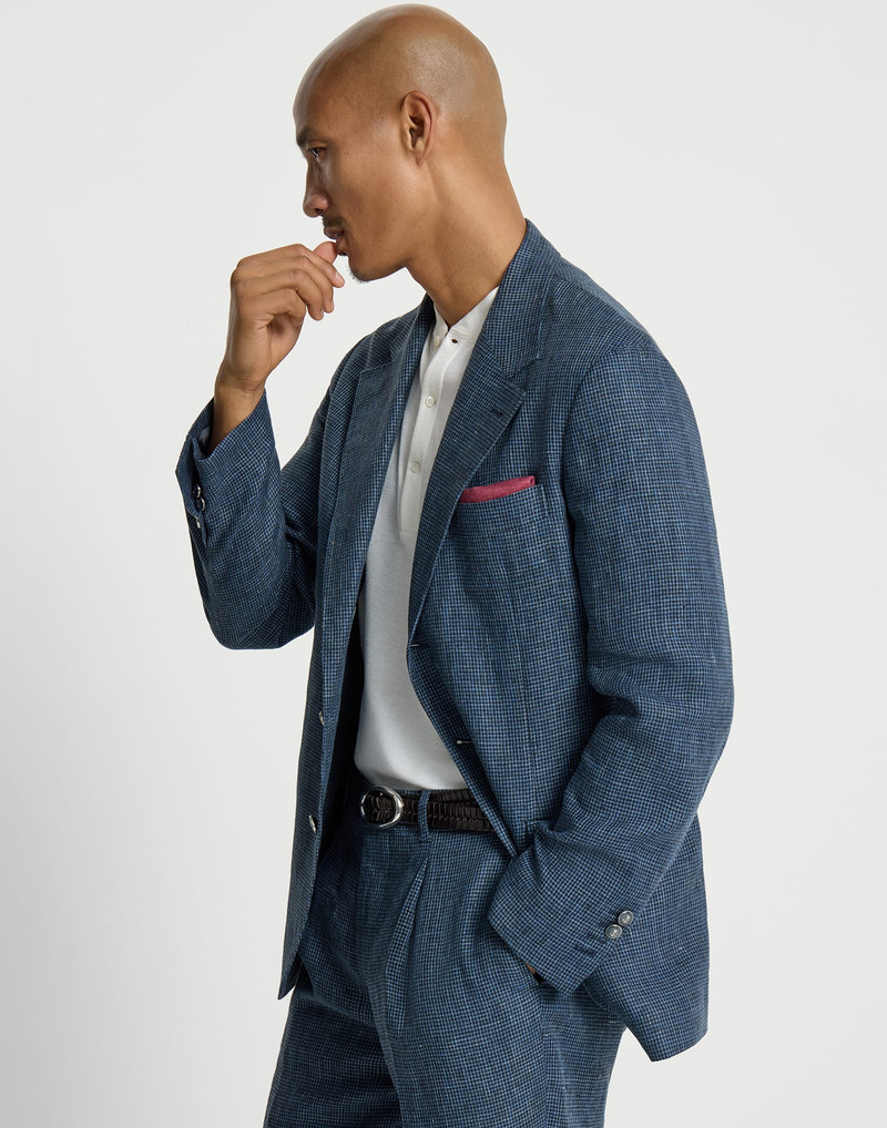 Linen houndstooth deconstructed Cavallo blazer with metal buttons 5